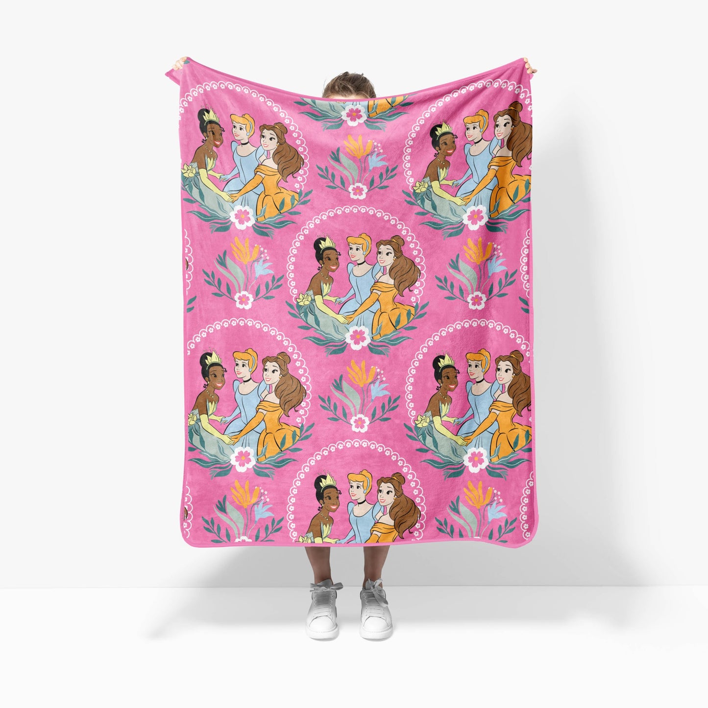 Jay Franco Kids Plush Throw Blanket – Soft & Cozy Fleece Throw for Bedroom & Couch Décor, Official Licensed Product, Pink - Princess, 40x50 - Travel Blanket