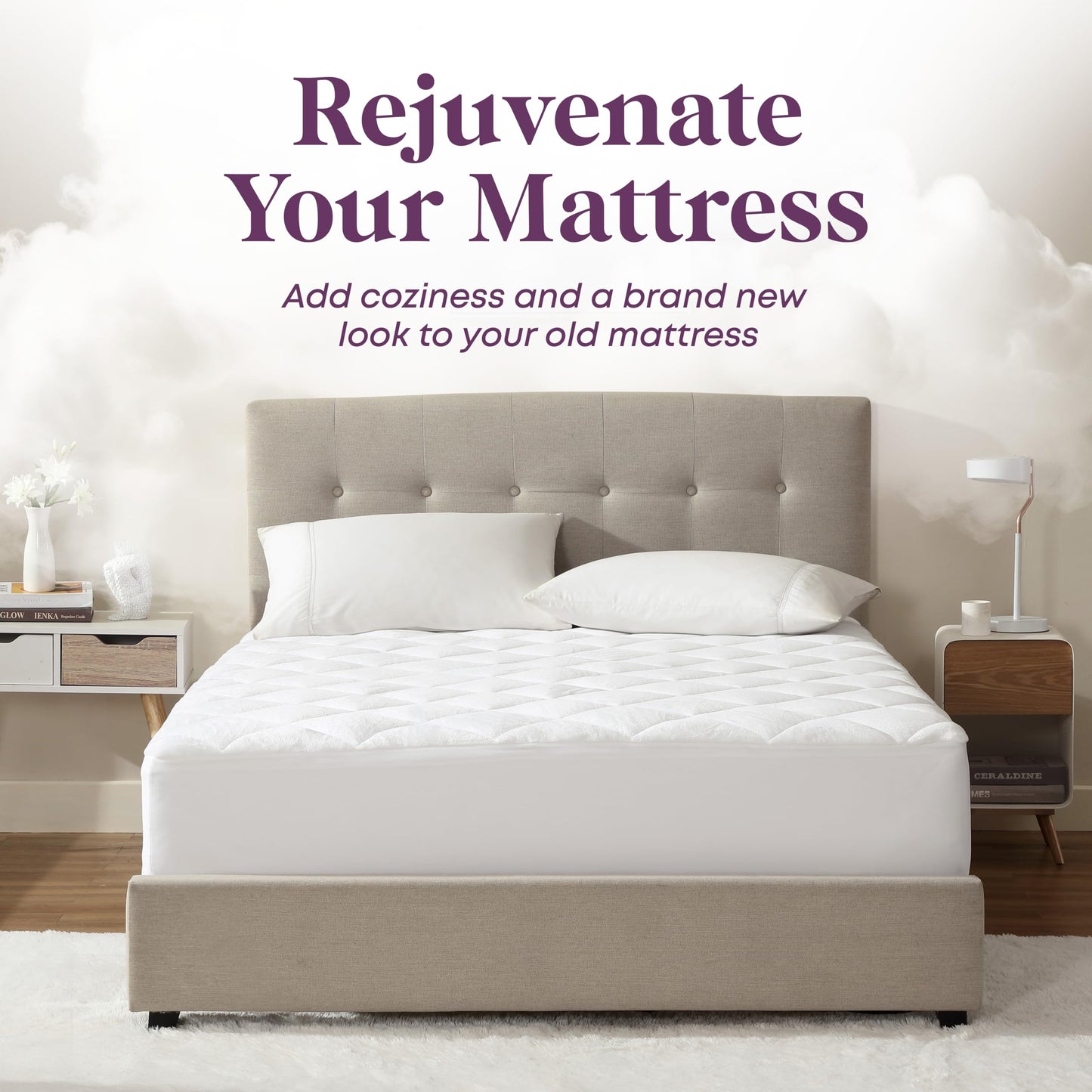 CirclesHome Cot Size Mattress Pad Pillow Top - Double Puff Fleece Top UltraPlush Down Alternative Mattress Protector -Soft, Comfortable, and Hypoallergenic - Stretches from 14-16 inches for Snug Fit