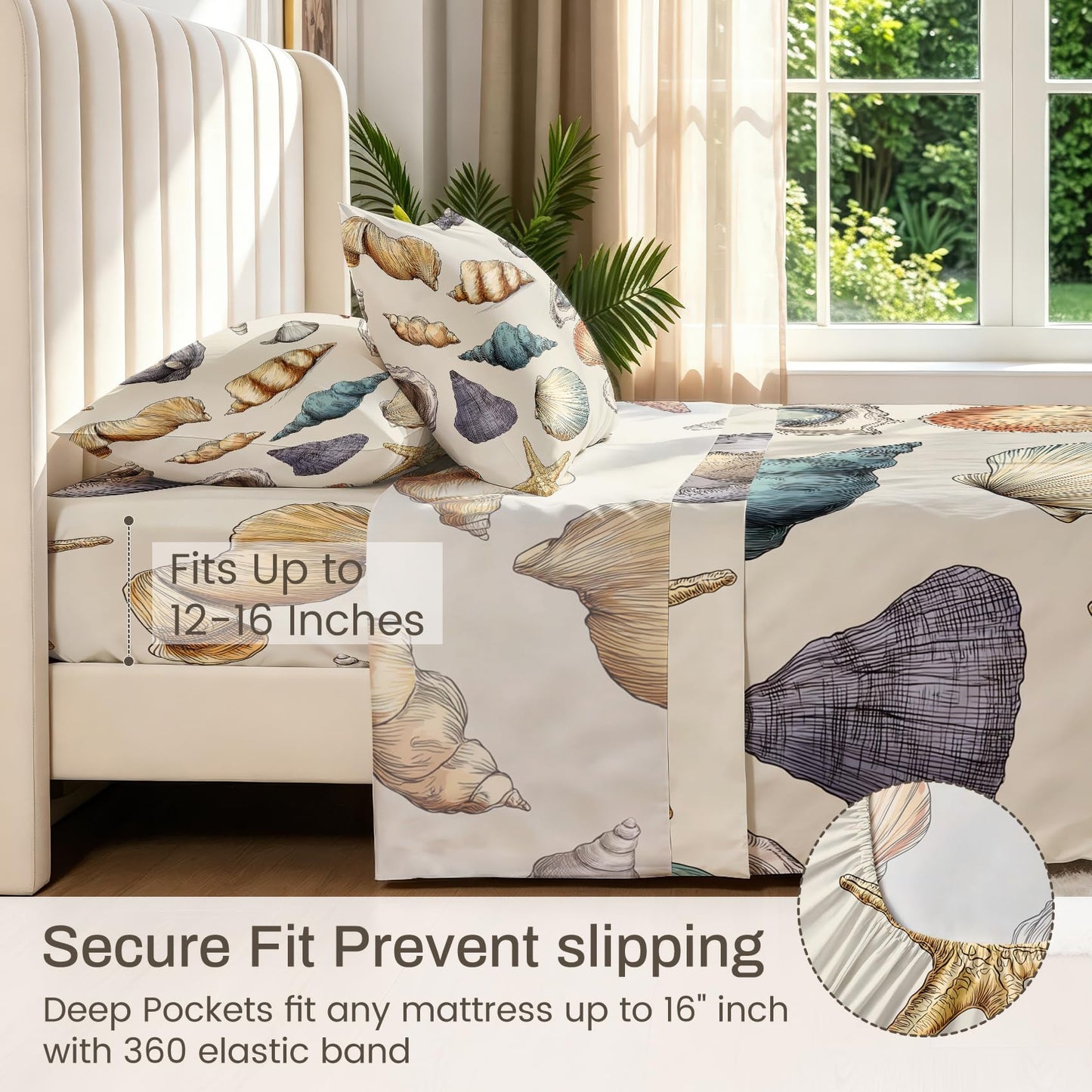 Coastal Queen Sheet Set Marine Life Flat Fitted Sheet Sets