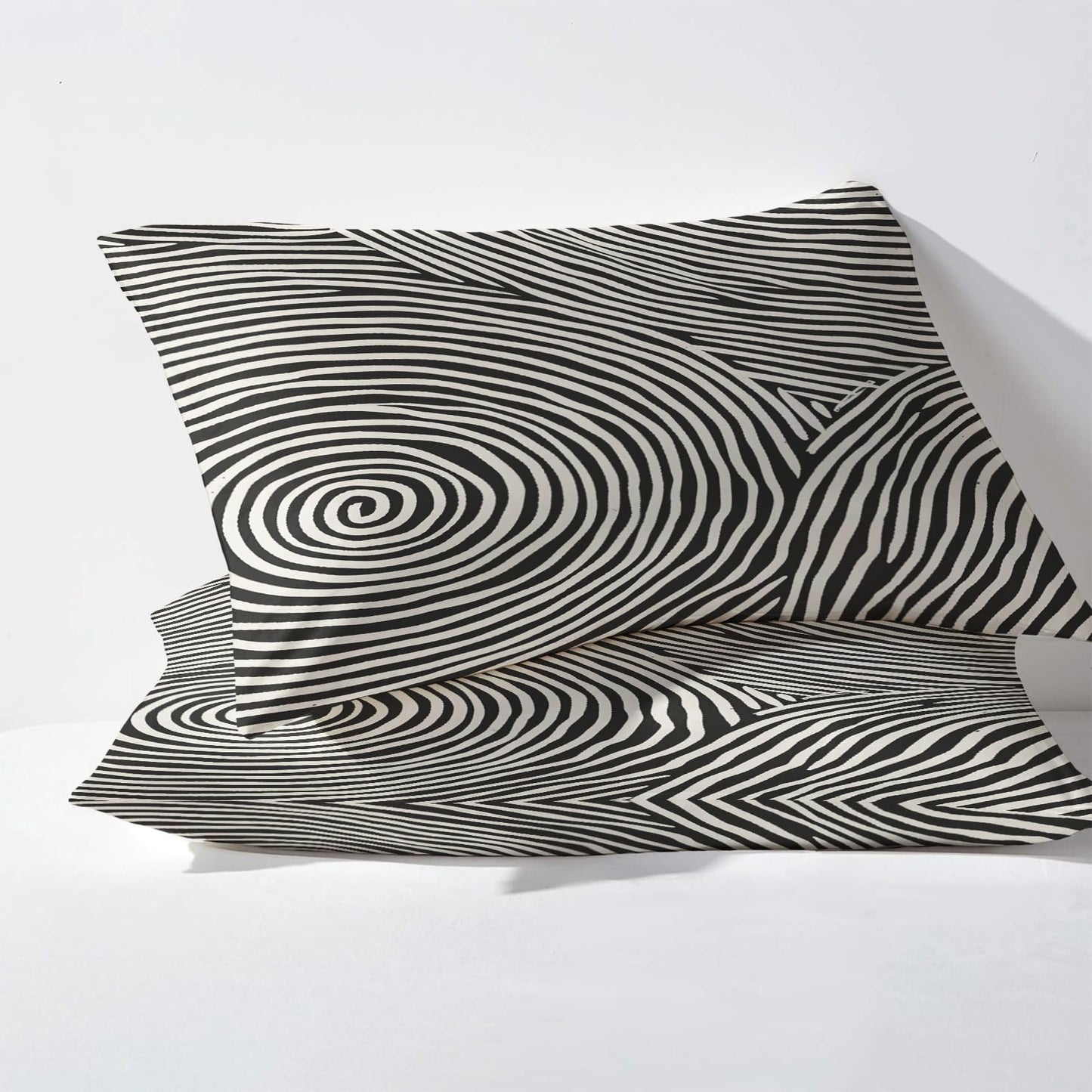 NOGAWA Abstract Sheets Cal King, Black and White Bed Sheets, Deep Pocket & Soft Microfiber Bedding Sheets & Pillowcases 4 Piece - Fitted Sheet & Flat Sheet & 2 Pillow Cases
