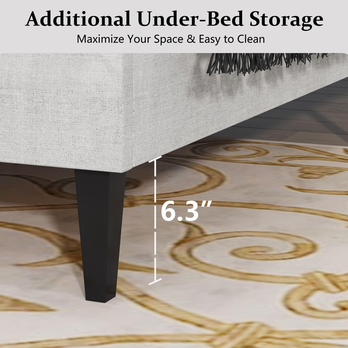 Lullabyre Twin Bed Frames for Kids, Upholstered Platform Bed Frame, Upholstered Bed Frame with Tufted Headboard, No Box Spring Needed, Easy Assemble, White