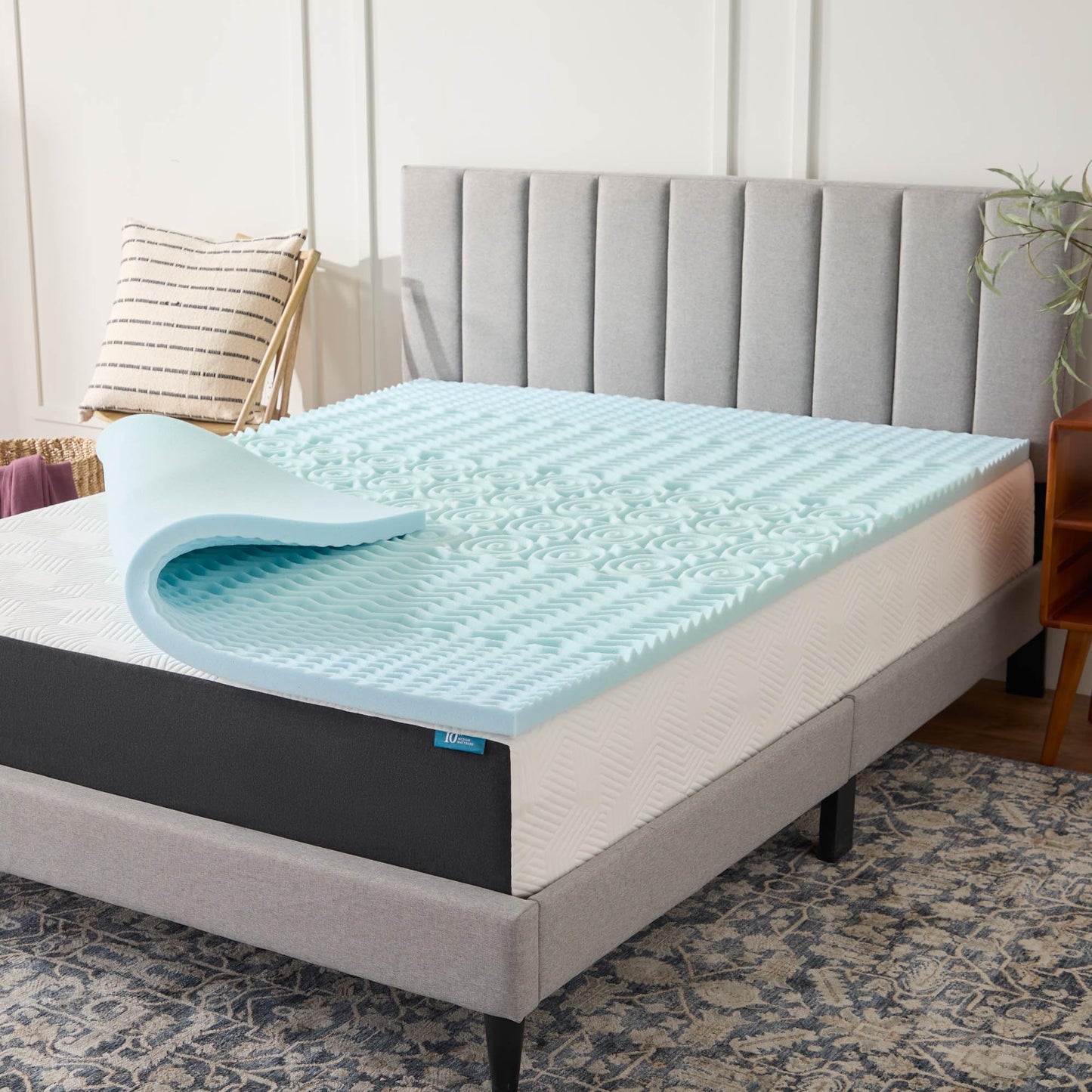 LUCID 2 Inch Gel Memory Foam Mattress Topper, Queen size – 5 Zones – Cooling Gel Infusion – CertiPur Certified Foam