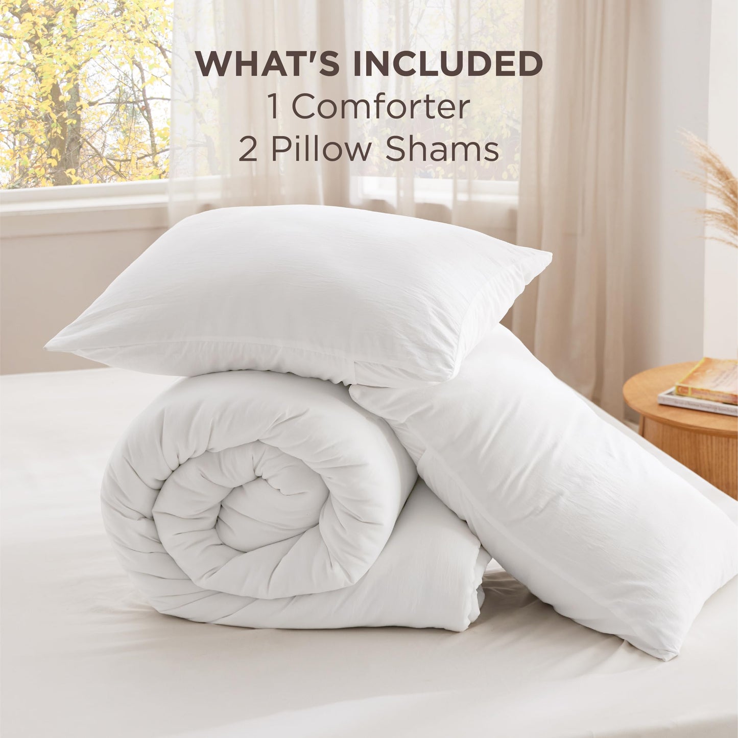 Bedsure Queen Comforter Set White, Soft Prewashed Queen Size Bedding, Quilted Comforter with Cloud Design, Down Alternative Comforter for All Seasons, 3 Pieces Bed Set with 2 Pillow Shams