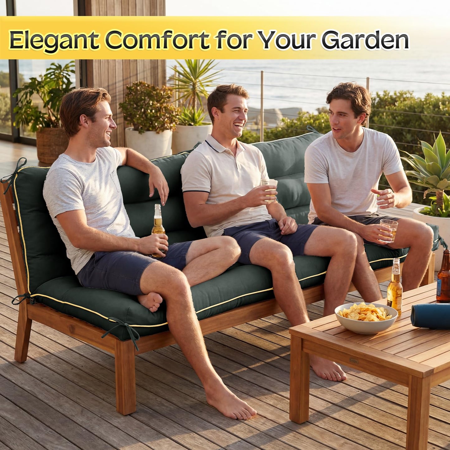 AS AWESLING 60×40 INCH Outdoor Swing Cushion with Backrest, Tie Straps & Memory Foam - Replacement for Porch Bench 2/3 Seater, Oxford Fabric (Gray, 60 INCH × 40 INCH)