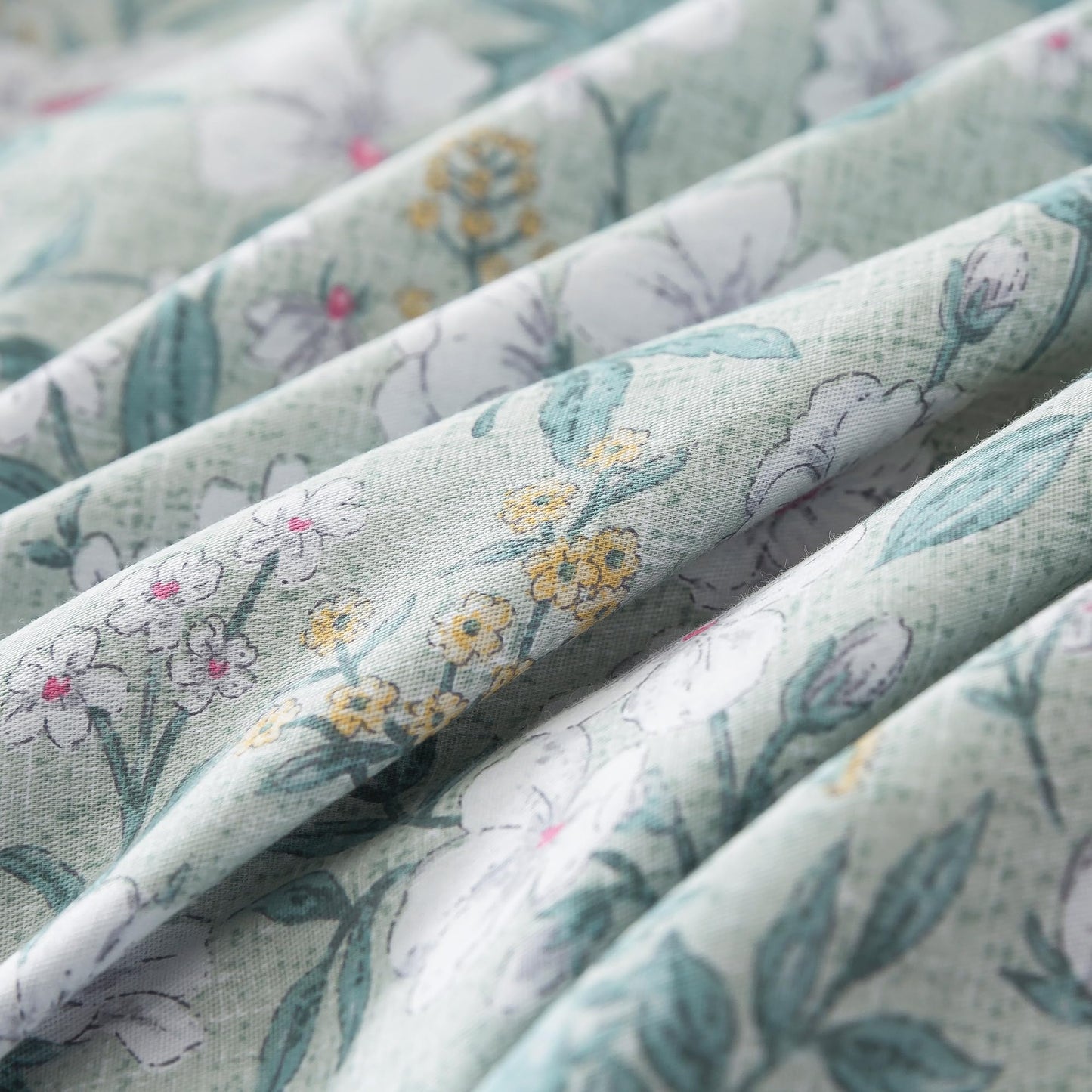 HoneiLife Botanical Duvet Cover King - 100% Cotton Comforter Cover 3-PC, Floral Bedlinen Set with Zipper Closure & Corner Ties, Wildflower Comforter Cover Sets, Greenery