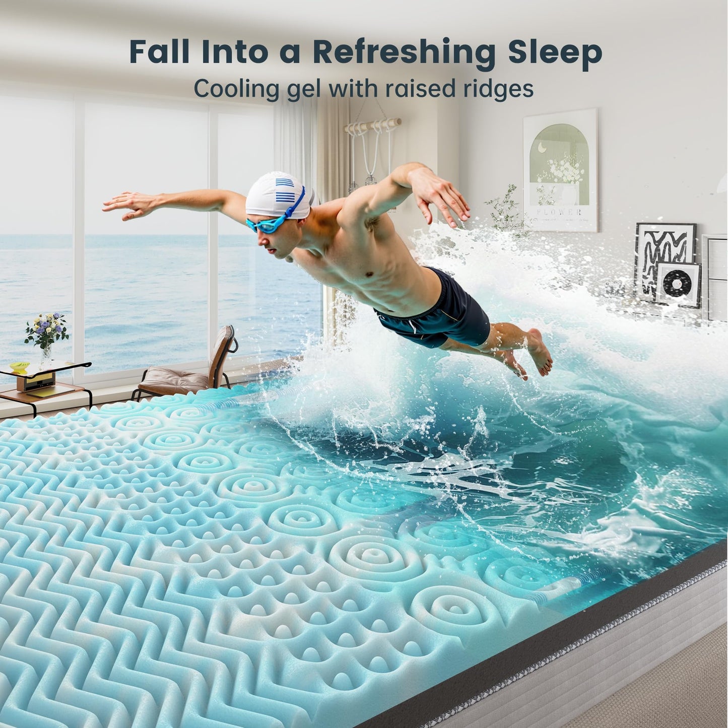 EnHomee 3 Inch King Mattress Topper, 7-Zone Memory Foam Mattress Topper with Cooling Gel, CertiPUR-US Certified for Pressure Relief & Enhanced Sleep Comfort
