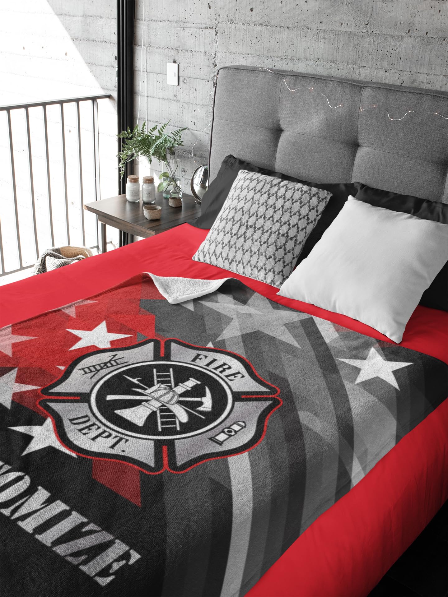 Customized Fire Fighter Blanket - Ships Next Day, Printed in USA - Soft Fleece or Sherpa Blanket - Personalized Throw, Fire Department
