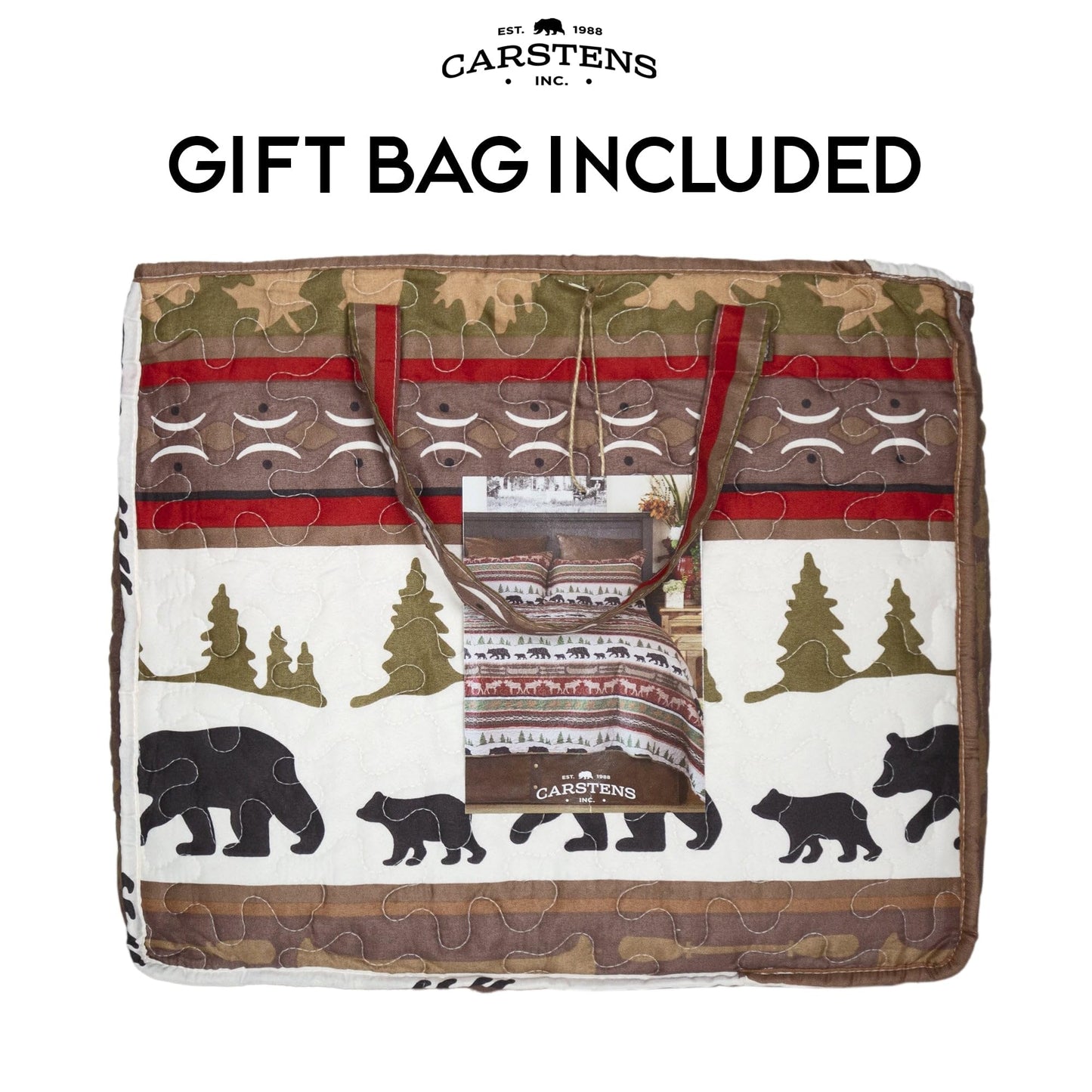Carstens Rustic Cabin Country Bedding Set, 3-Piece Microfiber Quilt, Rustic Cabin & Lodge Stripe, King
