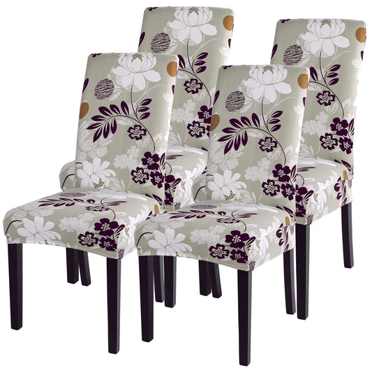 SearchI Dining Room Chair Covers Set of 4, Stretch Printed Floral Parsons Chair Slipcovers Removable Washable Kitchen Chair Protector Cover for Dining Room, Hotel, Ceremony (Flower Pattern8)