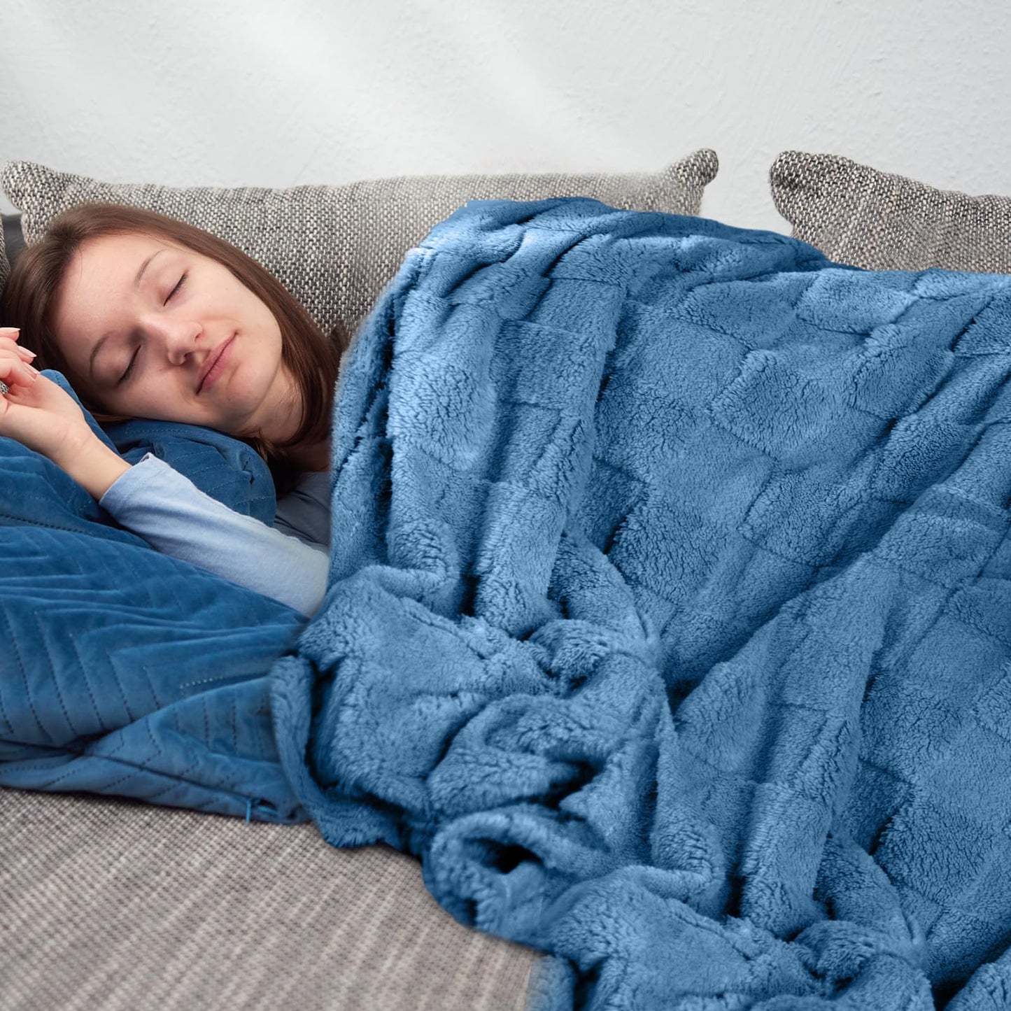 VitalCozy 3 Pack Fleece Throw Blanket Twin Size - Soft Warm Plush Lightweight Fuzzy Blanket Bulk for Couch, Bed, Home, Travel, Camping, 60" X 80"(Green, Silver Gray, Blue)