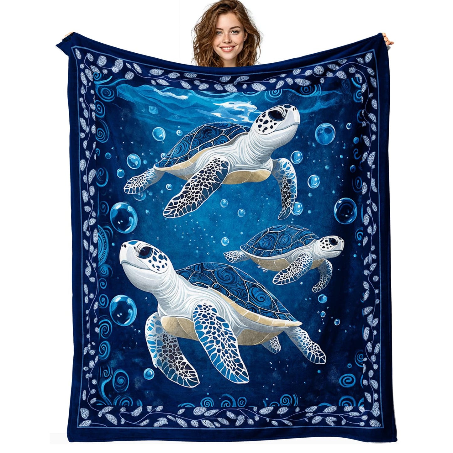 Sea Turtle Blanket Sea Turtle Fleece Throw Blanket Super Soft Fuzzy Plush Cozy Warm Stuffed Bedding Stuffed Blankets Gift for Boys Girls Men Women Kids & Adult 50"X40"