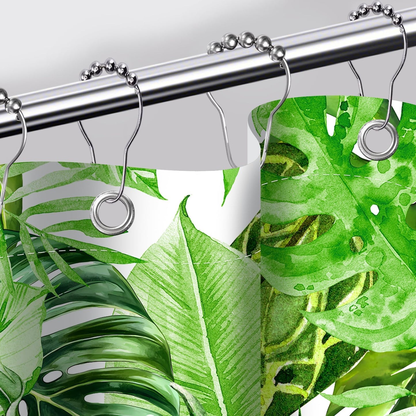 Pdvbiee Green Tropical Palm Leaf Shower Curtain, 70 X 72 Inch