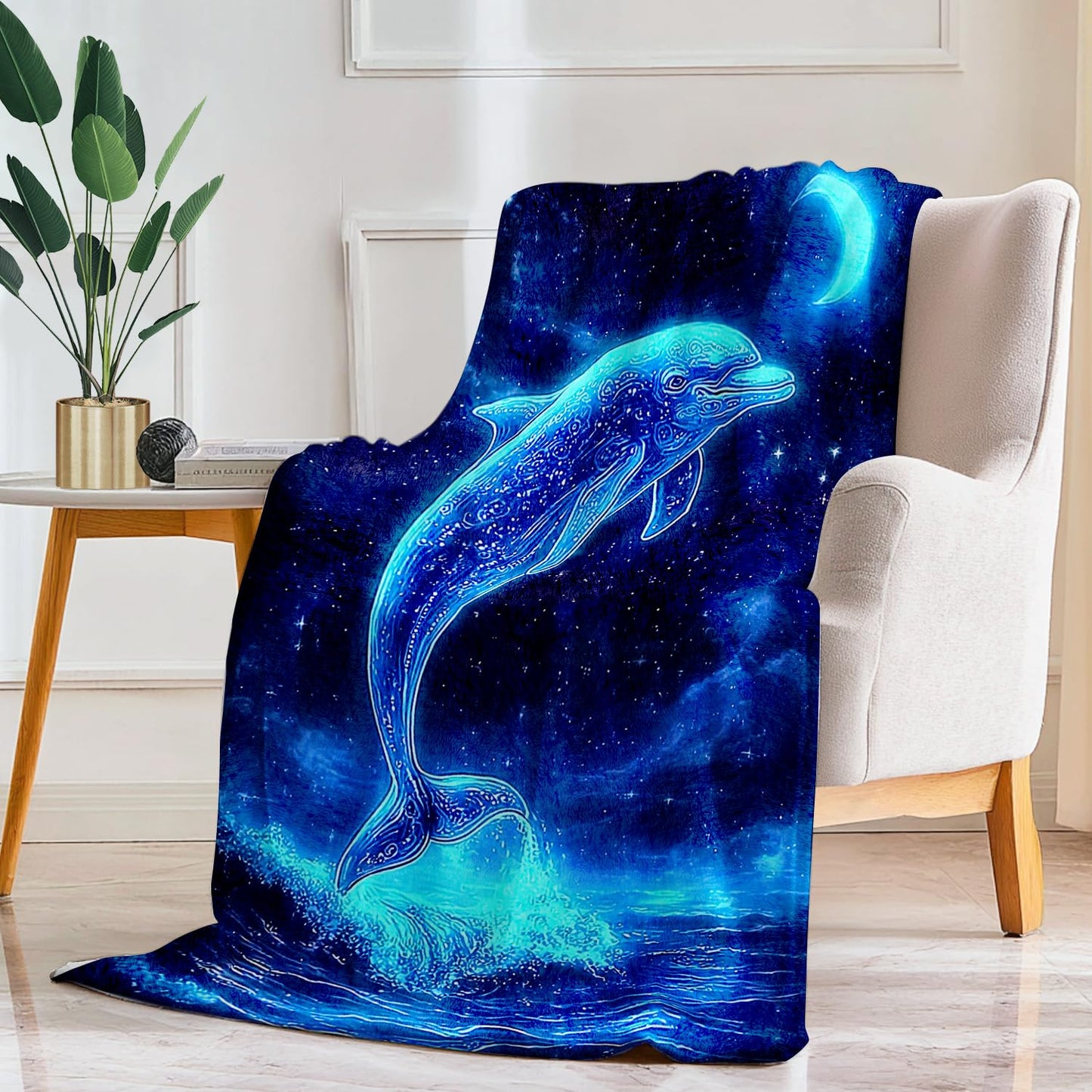 Dolphin Blanket Dolphin Fleece Throw Blanket Super Soft Fuzzy Plush Cozy Warm Dolphins Decor Stuffed Bedding Blankets Gift for Boys, Girls Men Women Kids & Adult 50"X40"