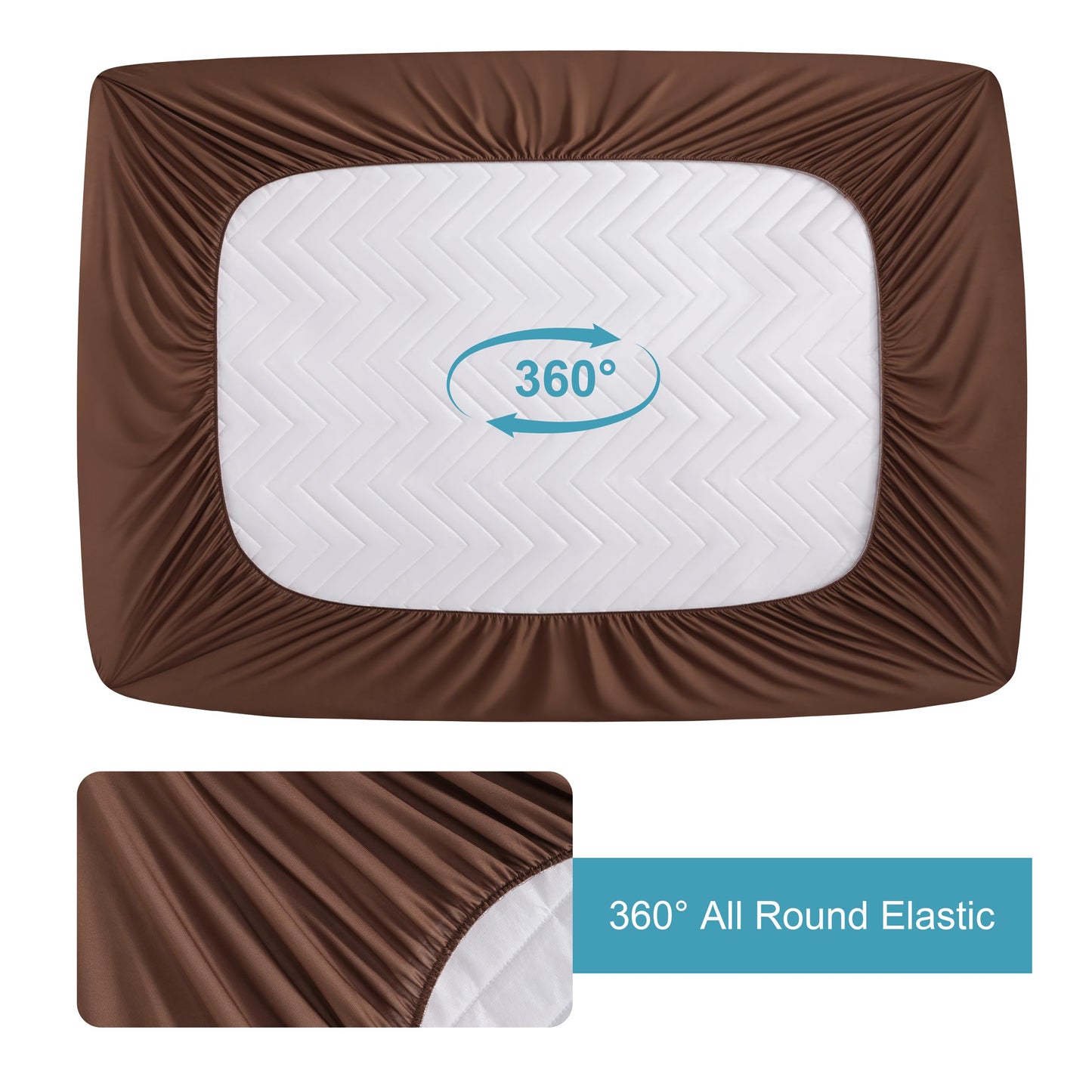 NTBAY Waterproof Mattress Protector, Quilted Twin Fitted Mattress Cover with 15" Deep Pocket- Machine Washable - Soft Mattress Pad Cover, Brown