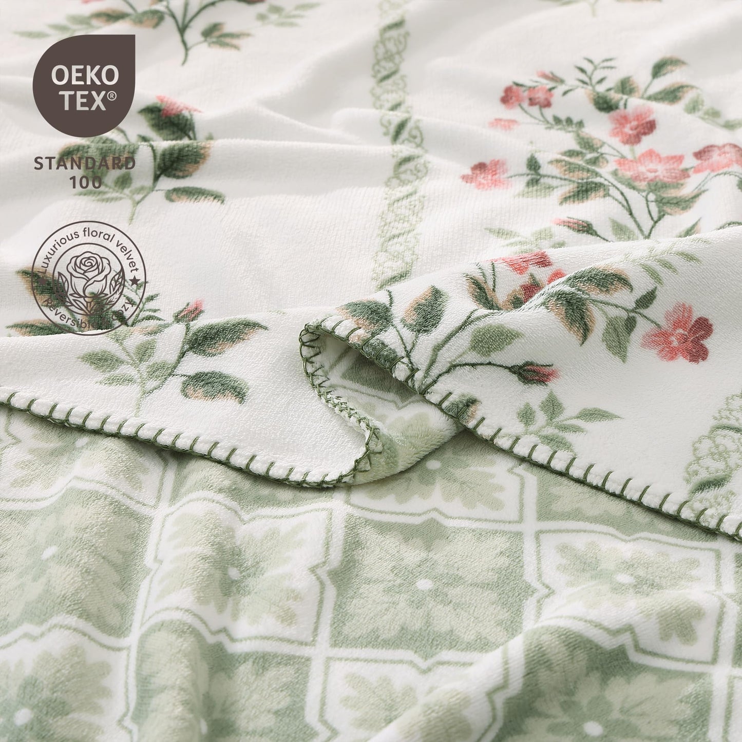 Floral Reversible Throw Blanket, Coco Flannel Bed Blankets for Women Gifts