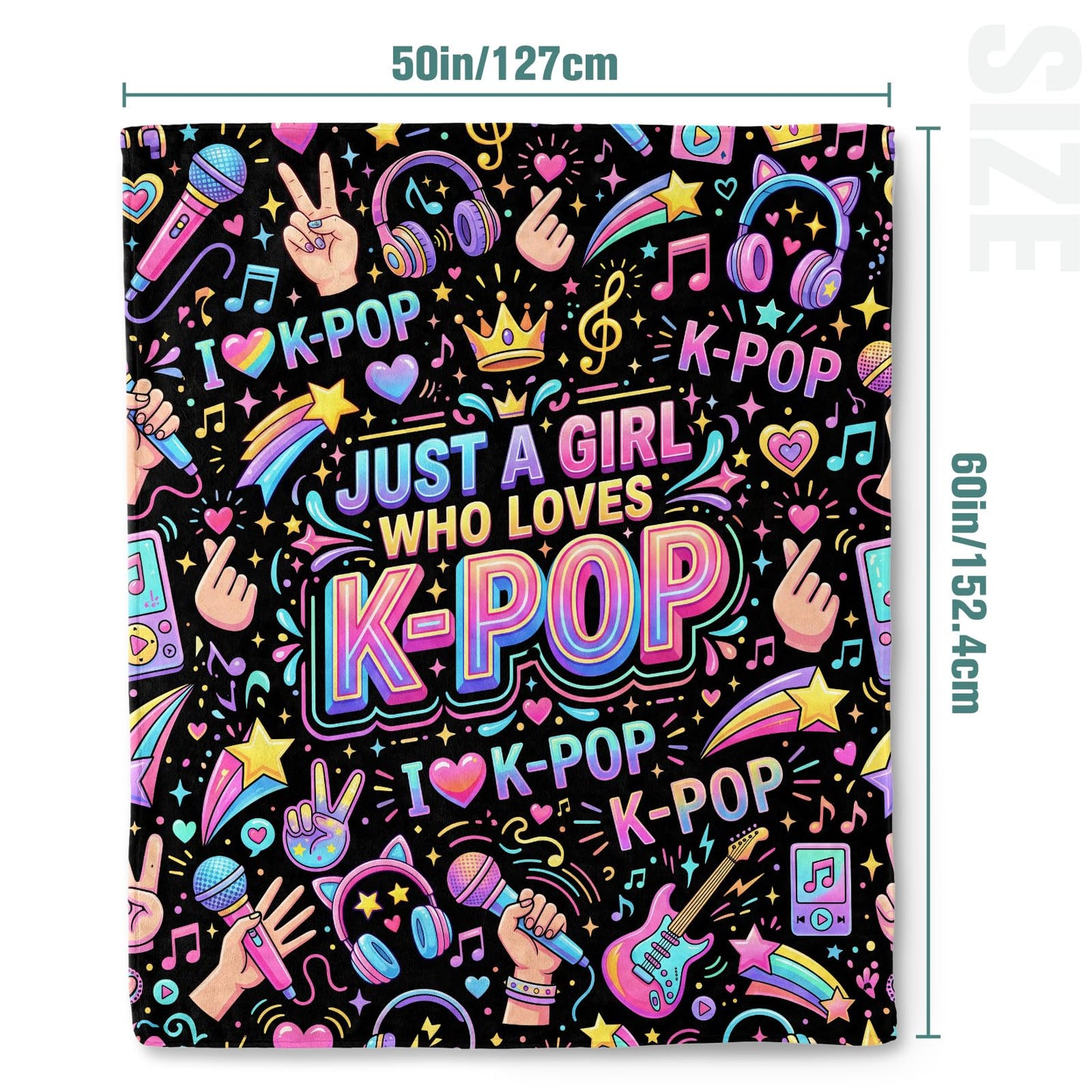 Jekeno Kpop Blanket Gifts for Girls Cute Just A Girl Who Loves k Pop Bedding Decor Cozy Fleece Lap Blanket Soft Bed Couch Cover Gift Idea for Fans of k pop Music