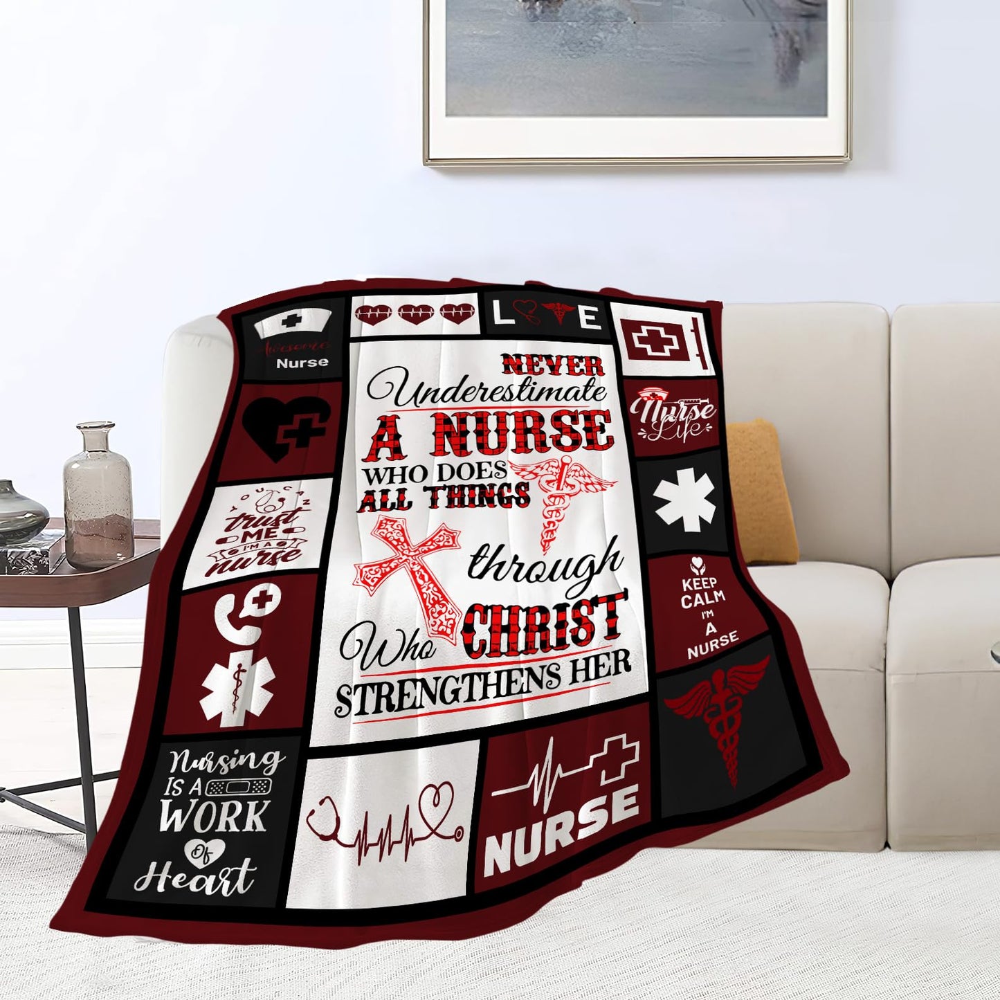banonaty Nurse Gifts Nursing Throw Blanket Cozy Fleece Flannel Bedding LPN Rn Gifts for Women Female Girls Lover Adult Stuff Plush for Couch Sofa Bed Decor 40"X50"