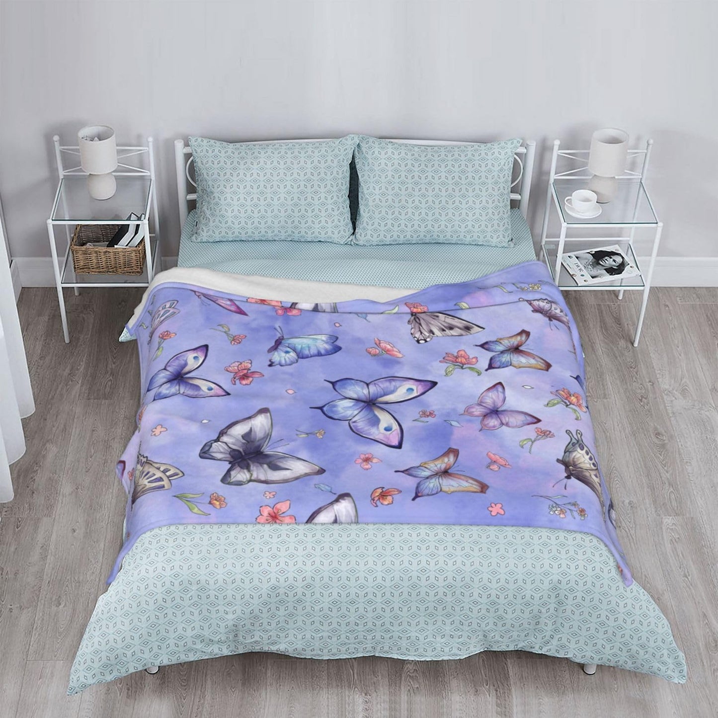 Butterfly Throw Blanket Cozy Fluffy Plush Blanket Soft Flannel Throw Blanket for Kids Men Women Gift Sofa Bed Couch 50"x40"