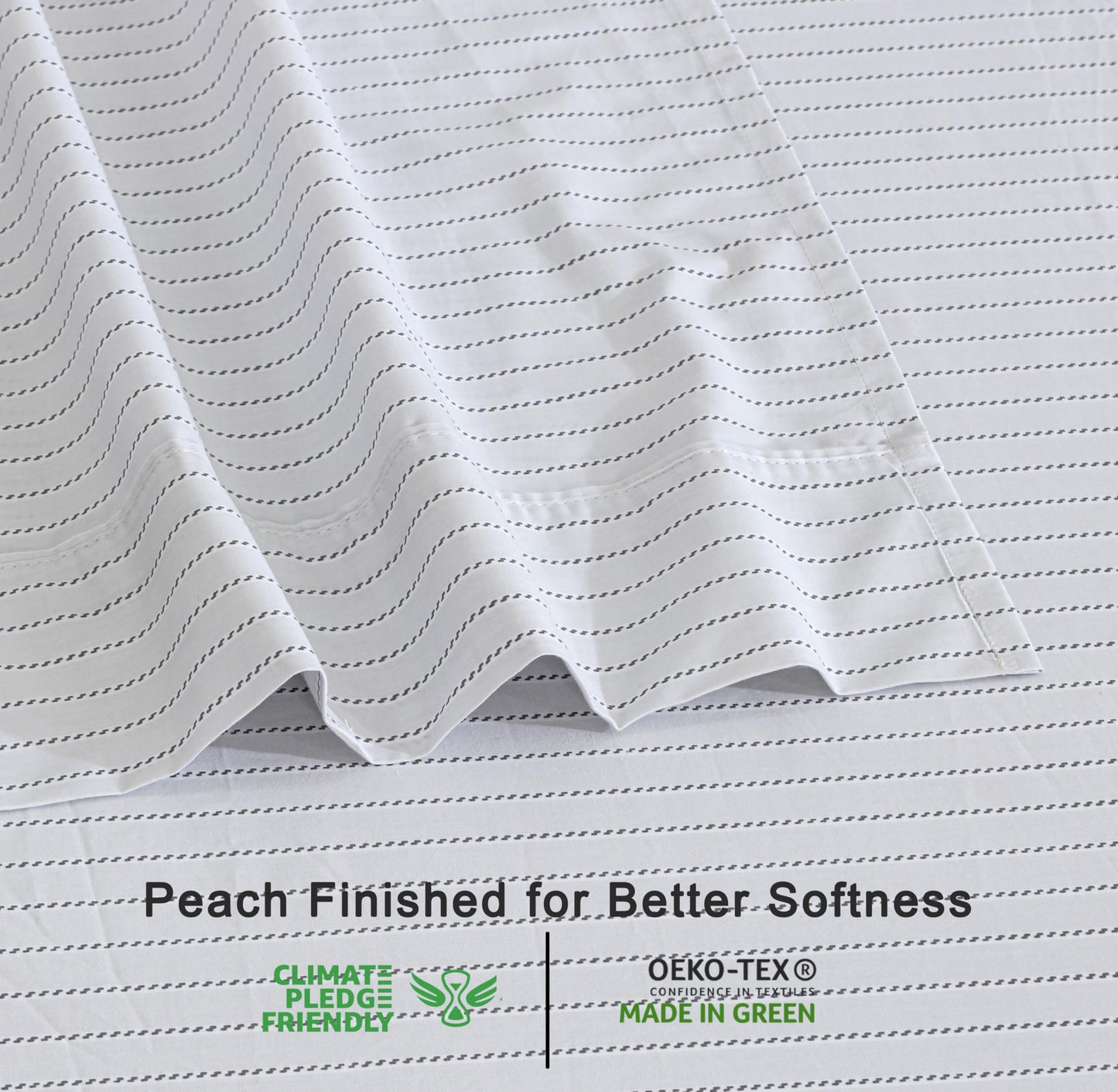 RUVANTI 100% Cotton Organic Percale Sheets Full Size – Crisp Cooling Bed Sheets for Hot Sleepers, Deep Pocket 15”, Soft Peach Finish, Breathable & Durable Hotel-Style 4 Pcs, Construction Line