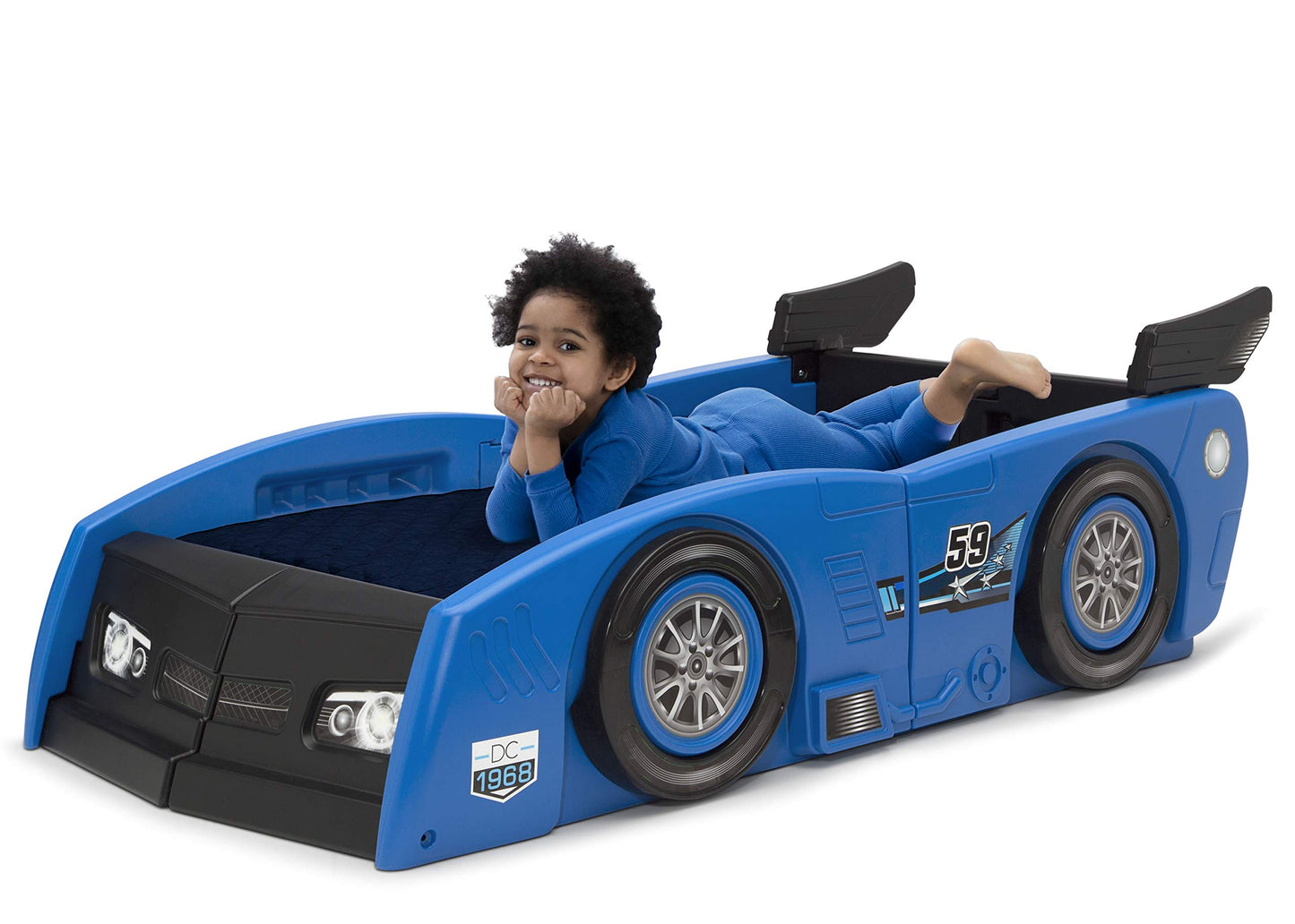 Delta Children Grand Prix Race Car Toddler-to-Twin Bed, Blue
