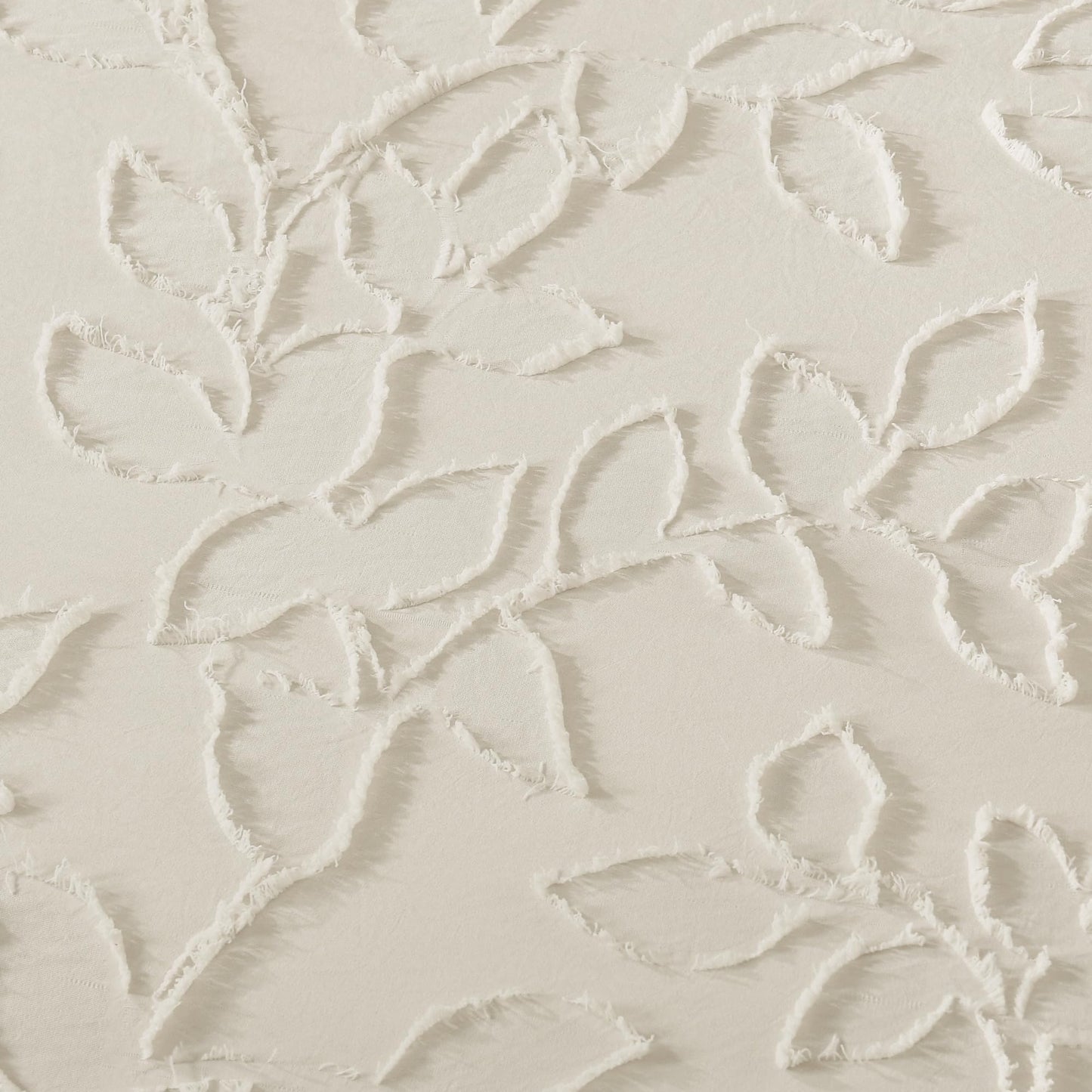 Litanika King Size Comforter Set Beige, 3 Piece Cream Boho Tufted Bedding, Fluffy Farmhouse Bed Set for All Season with 2 Leaf Pattern Pillowcases（104x90In）