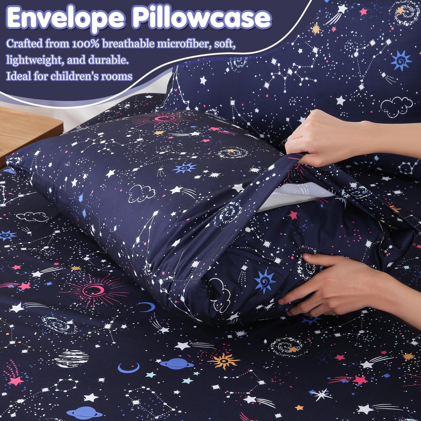 CIMVI Kids Twin Sheets Set Boys Girls Colorful Starry Galaxy Bed Sheets 15-Inch Deep Pocket Fitted Sheet Soft Microfiber Bedding with Pillowcase Fade Resistant Children Teens Room Decor