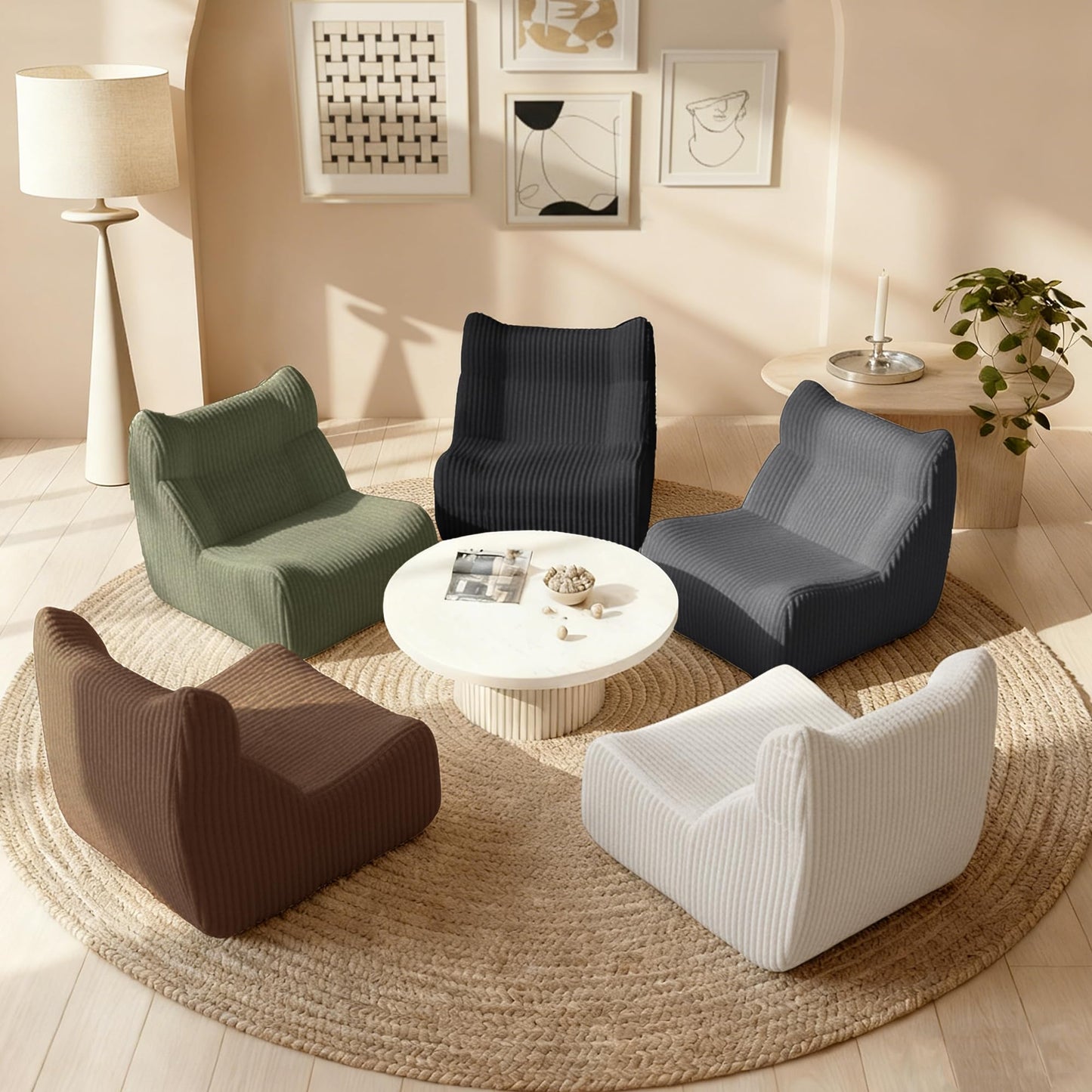 Ayiseedmid Lazy Floor Sofa, Comfy Sofa, Big Bean Bag Chairs, Fireside Chair for Living Room, Bedroom, Office (Grey, Single Seat)
