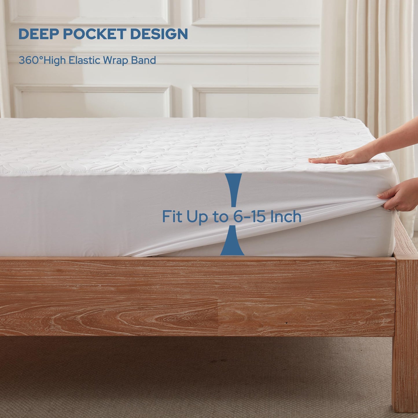 BEDLORE 2 Pack Waterproof Mattress Protector, Full Size Mattress Pad with Deep Pocket 6"-15" Depth, Soft Breathable Bed Mattress Cover for Bedroom, College Dorm (White)