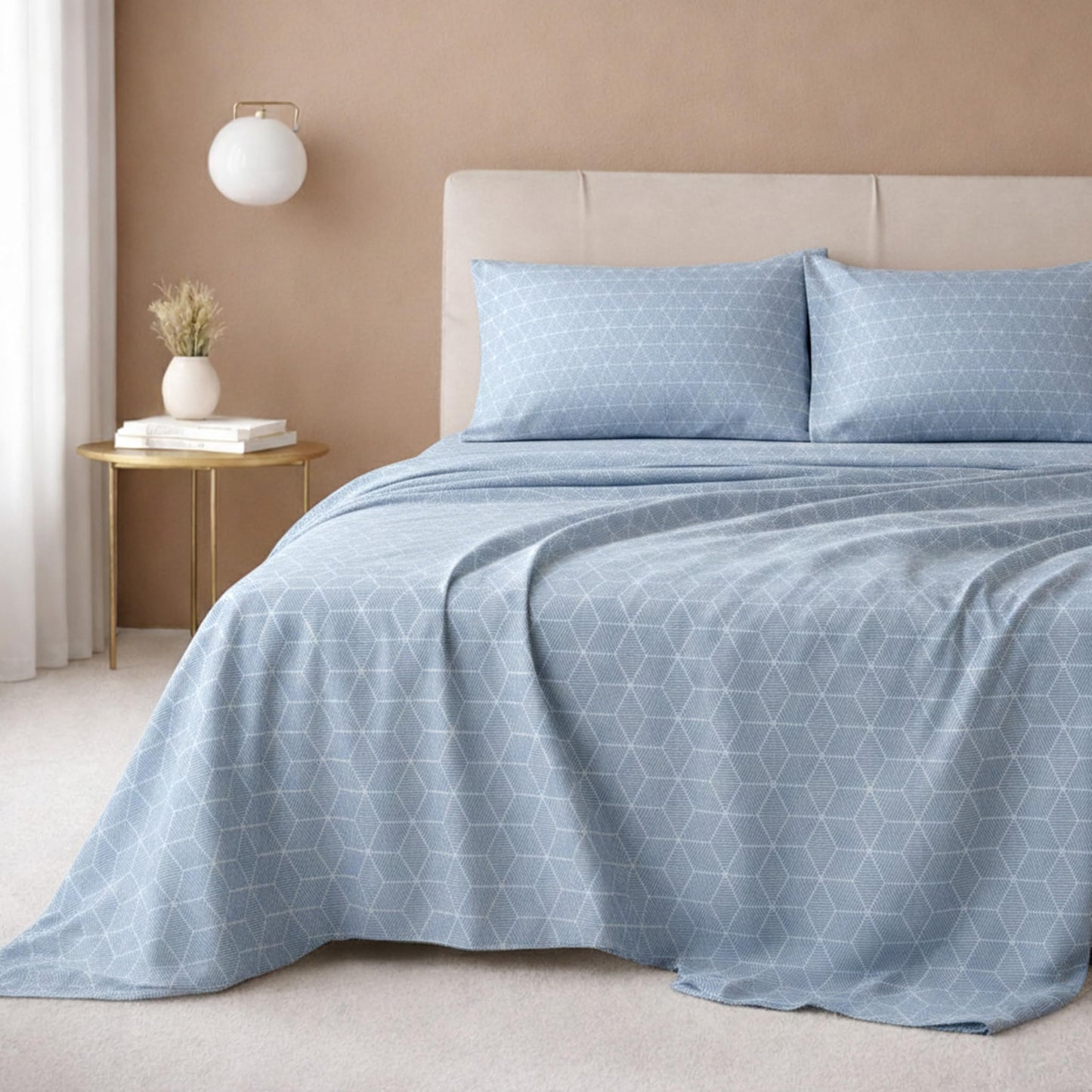 California Design Den Queen Size Sheet Set - 100% Cotton, 600 Thread Count, Deep Pocket Queen Sheets, Premium-Feel Bedding with Sateen Weave - Print - Geo Urban