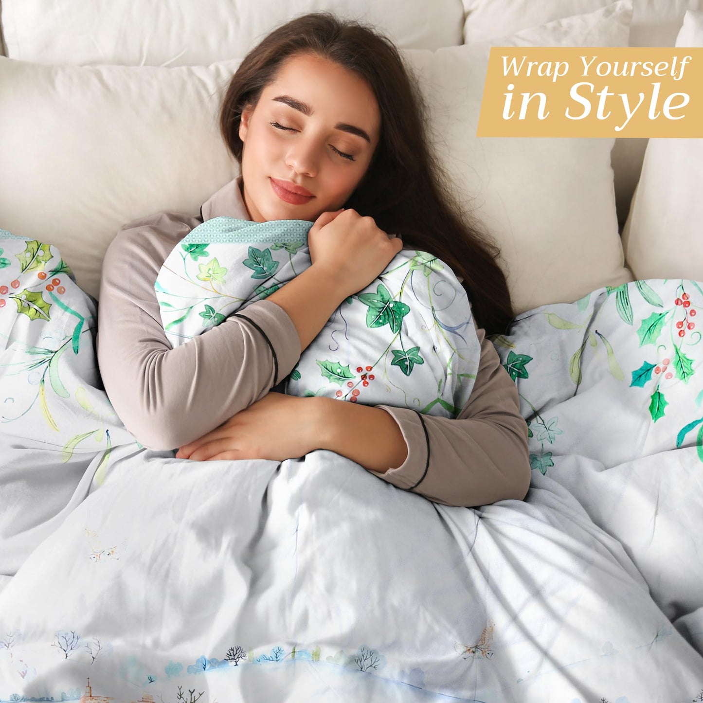 Maison d' Hermine Throw Blanket for Couch Lightweight Soft Warm Breathable Cotton Throw Blankets for Bed Girls Boys Women Men Gift Sofa Travel Living Room Spring Summer (Snowy World, 60" X 80")