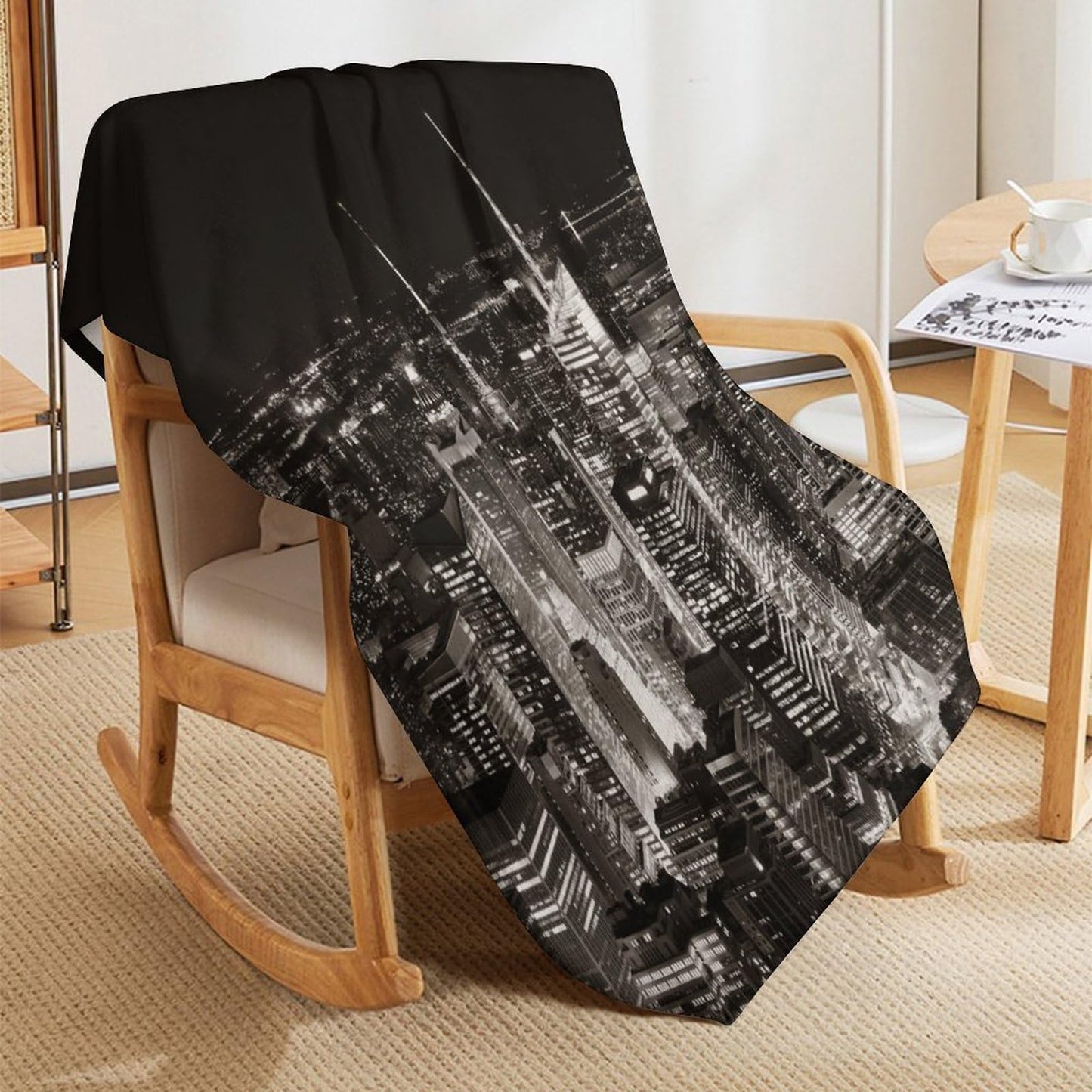 City Landscape Throw Blanket,New York Manhattan Night Cityscape Light Pattern Soft Cozy Warm Flannel Blankets for Sofa Couch Bed Gifts for Lover Kids Boys Grils Women Adults 30x40 Inch