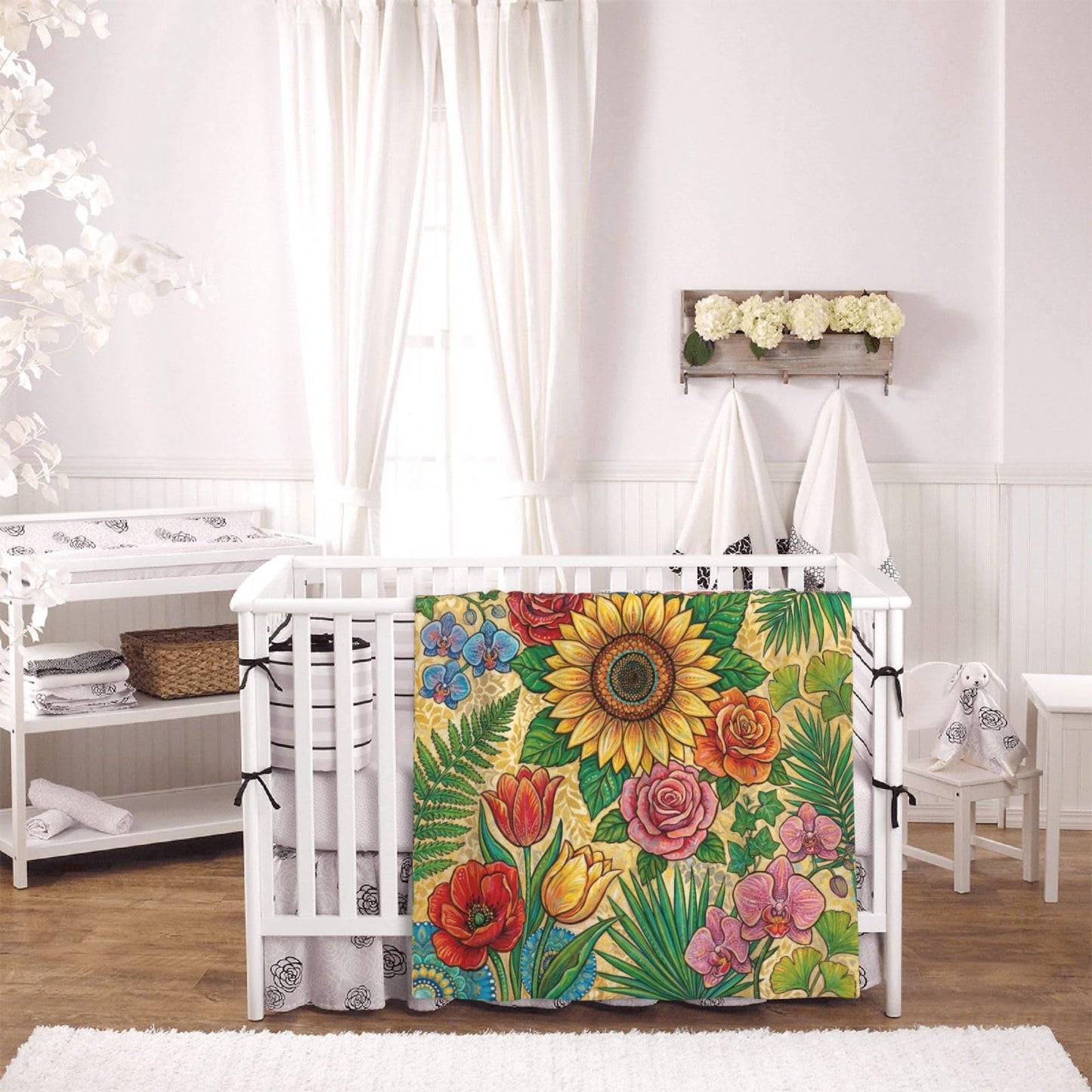 Gbuzozie Sunflowers Flowers Fleece Blanket Lightweight Ultra-Soft Botanic Floral Pattern Throw Blanket for Sofa Couch Bed Camping Travel - Super Soft Cozy Microfiber Blanket 50"X40"