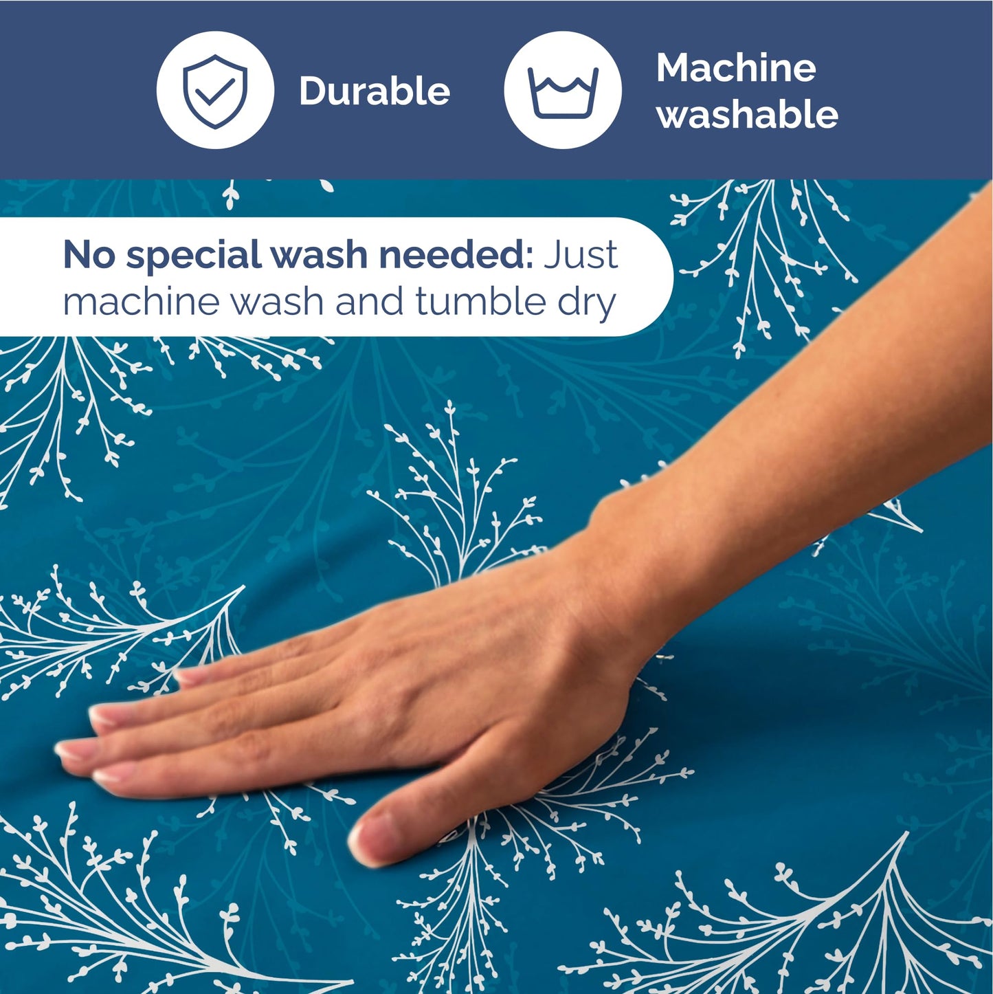 Floral Sheets - Blue & White Floral Bed Sheet Set - 1 Flat, 1 Fitted & 2 Pillowcases w/ Deep Pockets - Wrinkle & Fade Free - Boho Botanical Bedding - Ultra-Soft, Breathable & Cooling - King Size Set