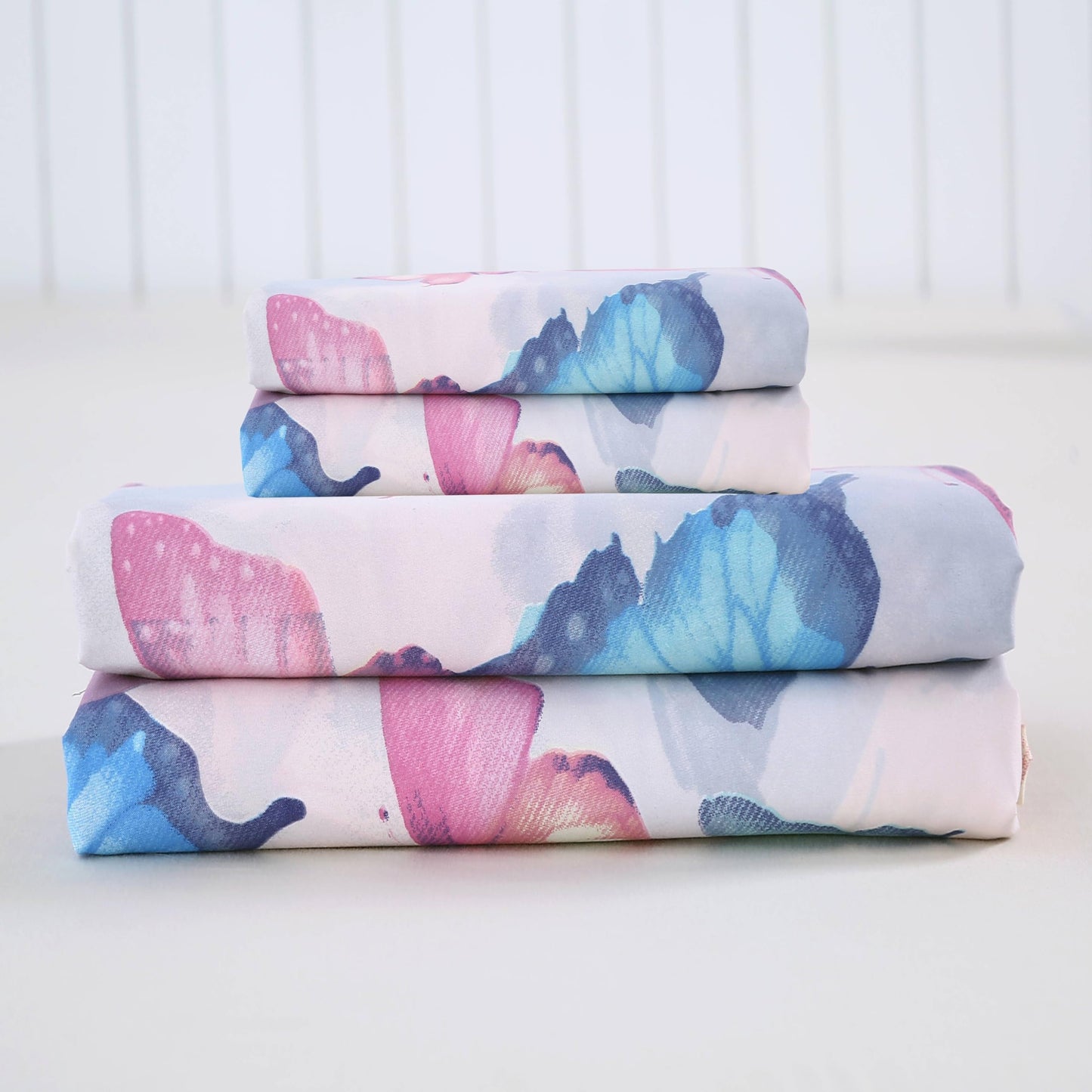 SDIII Colorful Butterfly Full Fitted Sheet with 2 Pillowcases, Deep Pocket Soft Microfiber Butterfly Bed Sheet Full Size for Kids