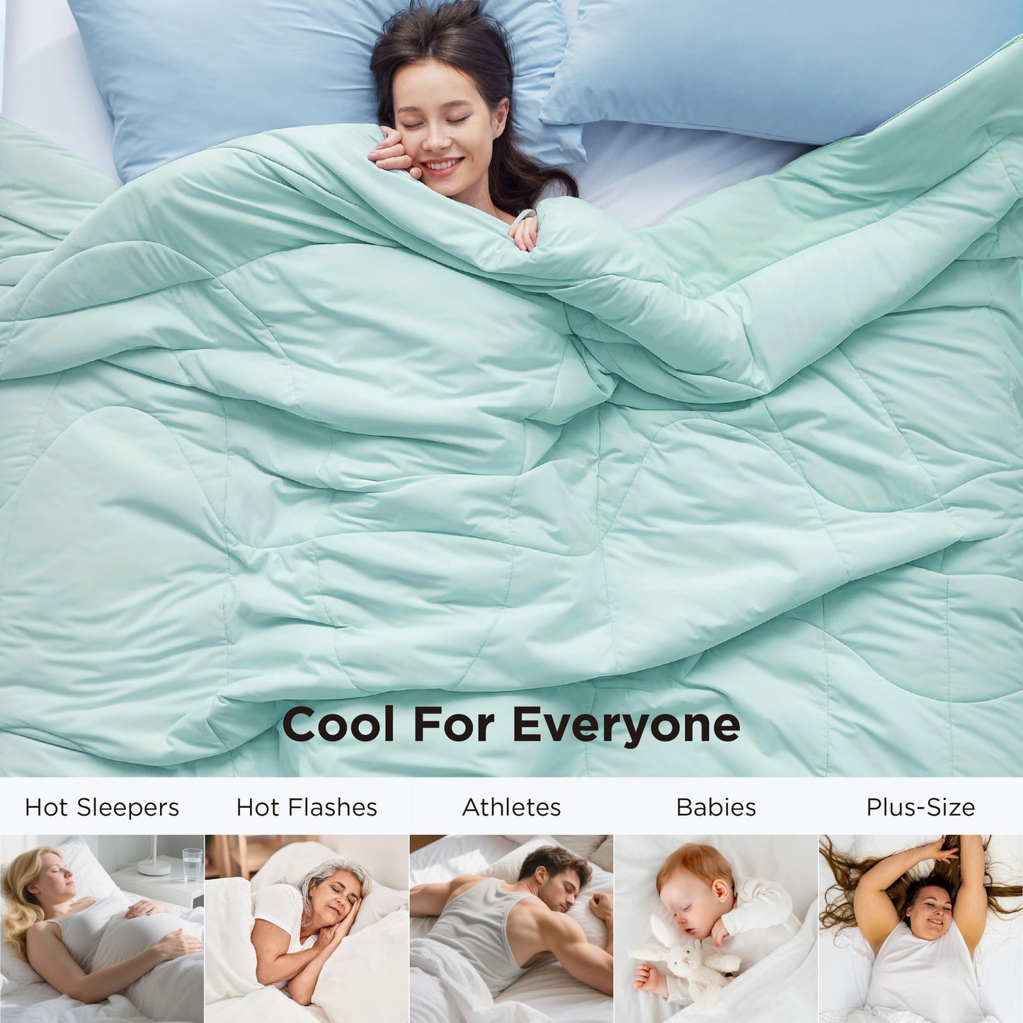 Bedsure Cooling Comforter King Size - Cooling Blankets for Hot Sleepers, Lightweight Comforter for Summer with Dual-Sided Cool Tech, Soft Breathable Cold Blanket for Sleeping, Green, 102x90 Inches