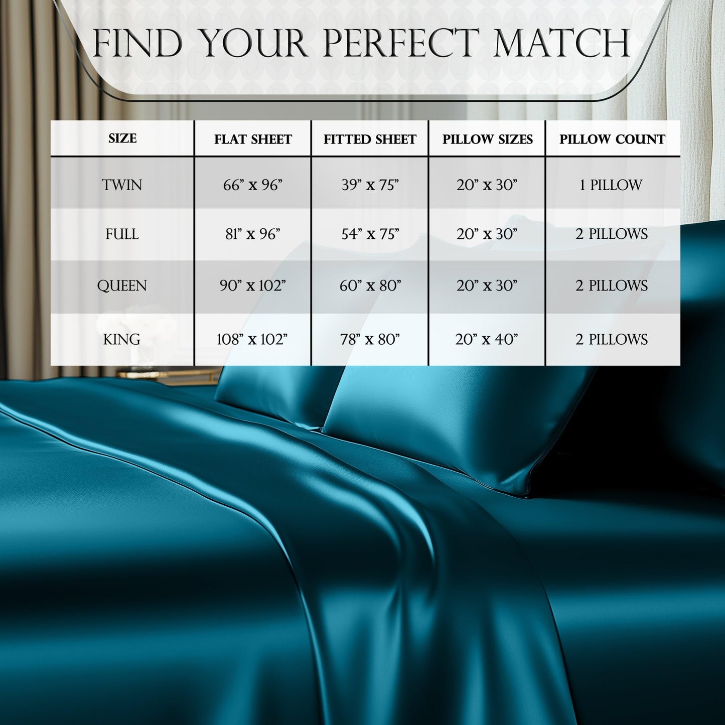 DECOLURE Satin Bed Sheets - 4 Piece Luxury Silky Queen Size Bedding Set - Softer Than Silk, Wrinkle-Free with 15” Deep Pocket Fitted Sheet, Perfect for Hair & Skin, Gifts for Women (Sea Teal)