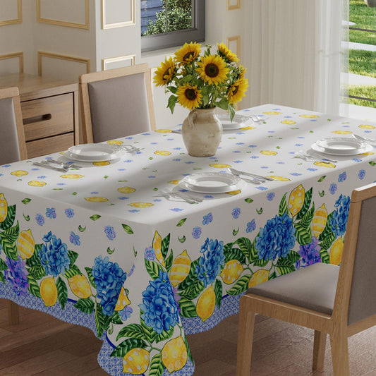 XCHI Watercolor Lemon Flower Summer Tablecloth Rectangle Table Cloth Table Covers for Indoor Dining Home Party Decorations 60x84 Inch
