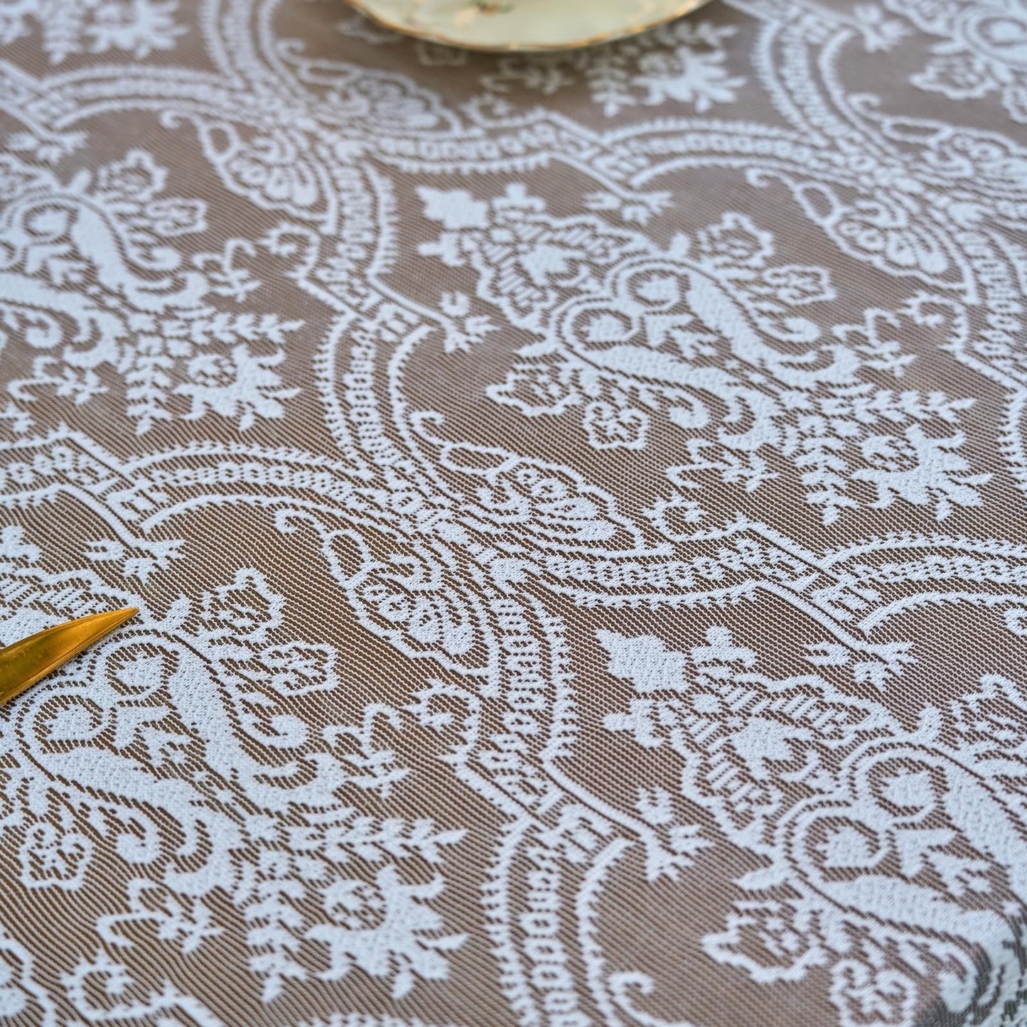 Huierxun Vintage White Floral Lace Rectangle Tablecloth (White B,55"x39")