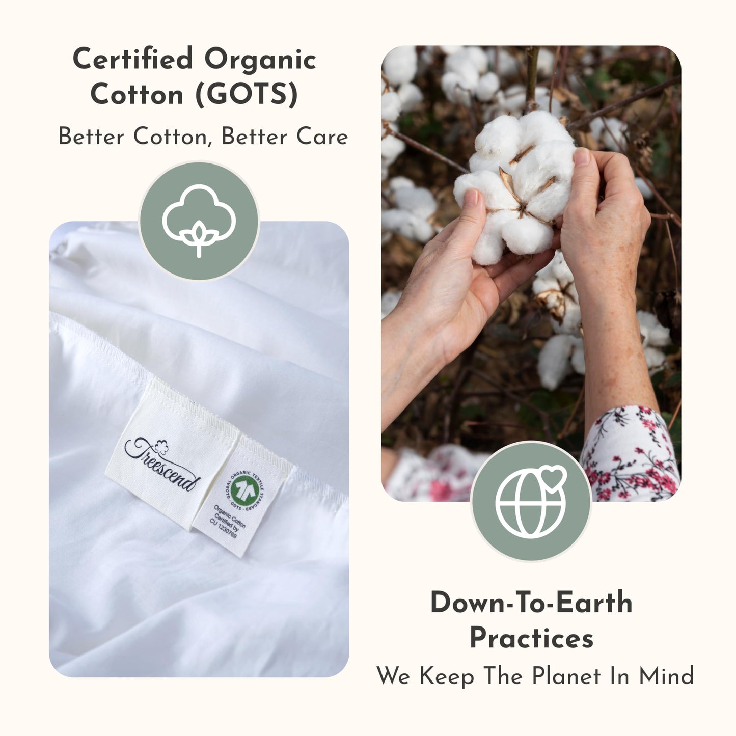 100% Cotton Organic Mattress Protector | Breathable & Noiseless Quilted Organic Mattress Pad with Premium 300GSM Durability | Machine Washable Bed Protector with Deep Pocket (White, Twin)