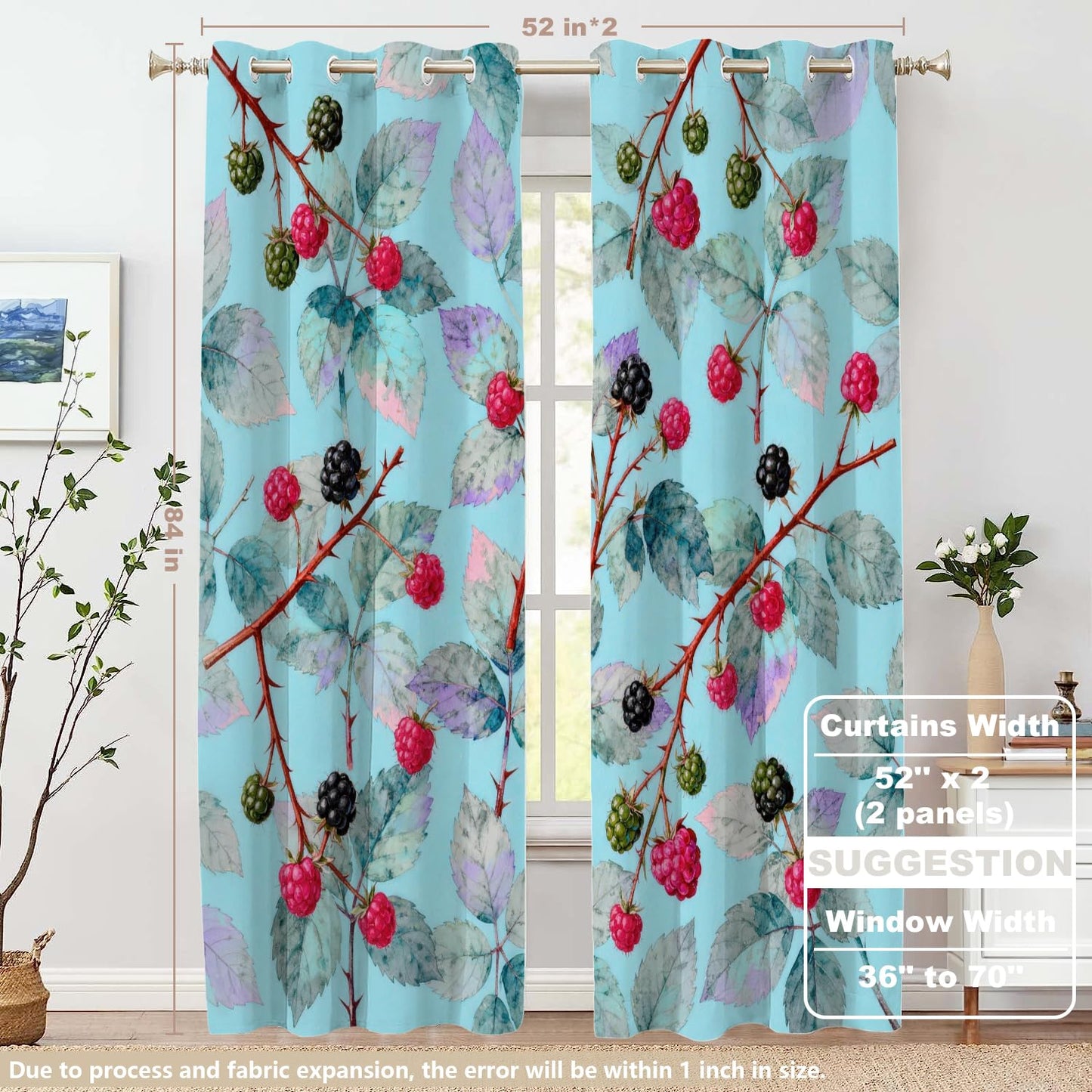 BaoNews Watercolor Light Blue Blackout Curtains for Bedroom, Teal Green Blue Black Abstract Drapes Plastic Grommet Top Insulated Thermal Living Room, 52X84 in 2 Panels