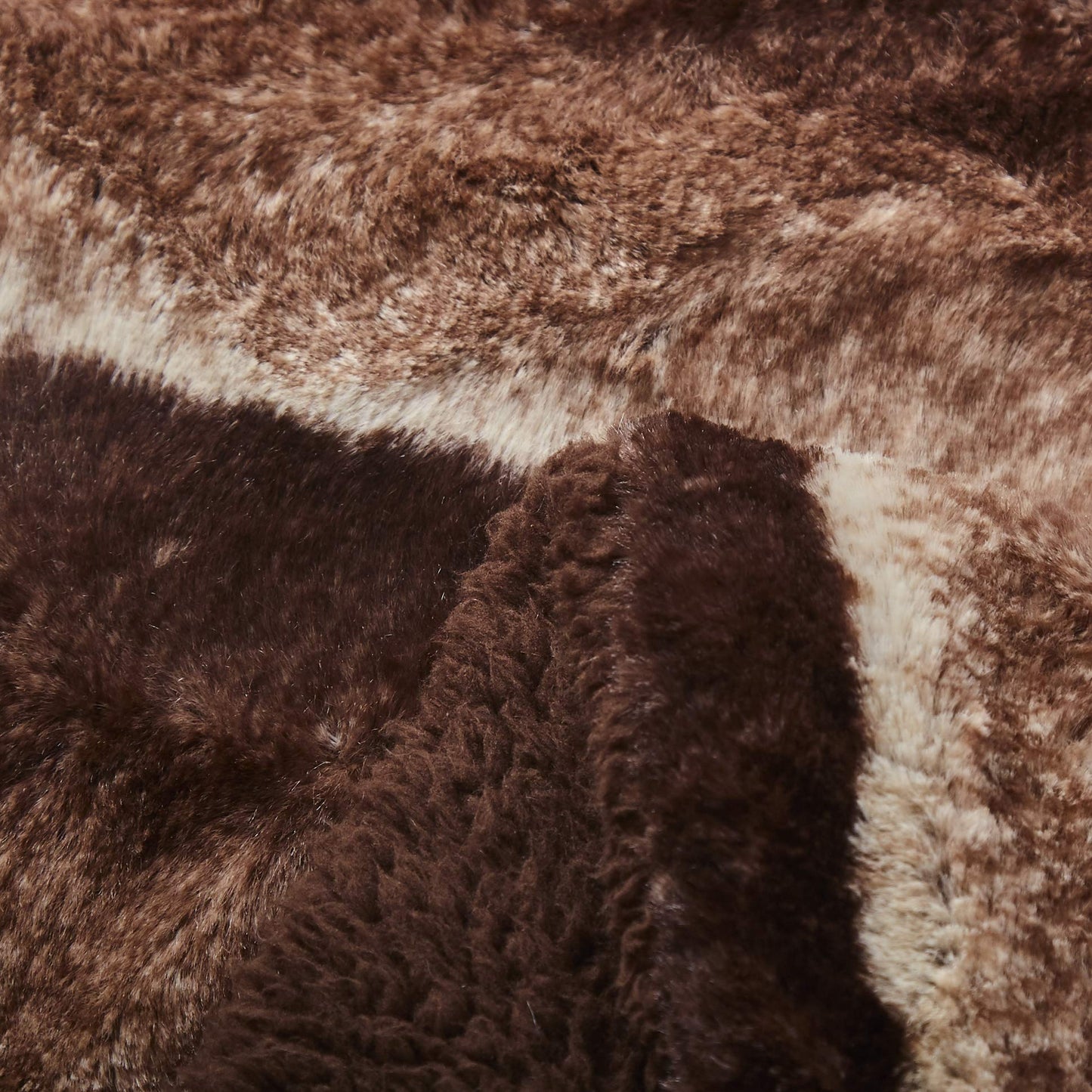Tache Chocolate Golden Brown Striped Throw Super Soft Warm Faux Fur with Brown Sherpa Back Blanket - 63x87