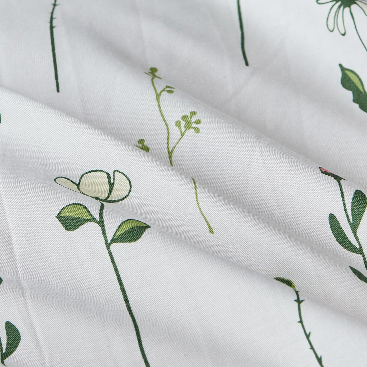 SUSYBAO Emerald Green Ruffle Duvet Cover Queen 100% Cotton 3 Pieces Set 1 White Red Floral Duvet Cover with Zipper Ties 2 Pillow Shams Garden Green Dandelion Botanical Bedding Set Soft
