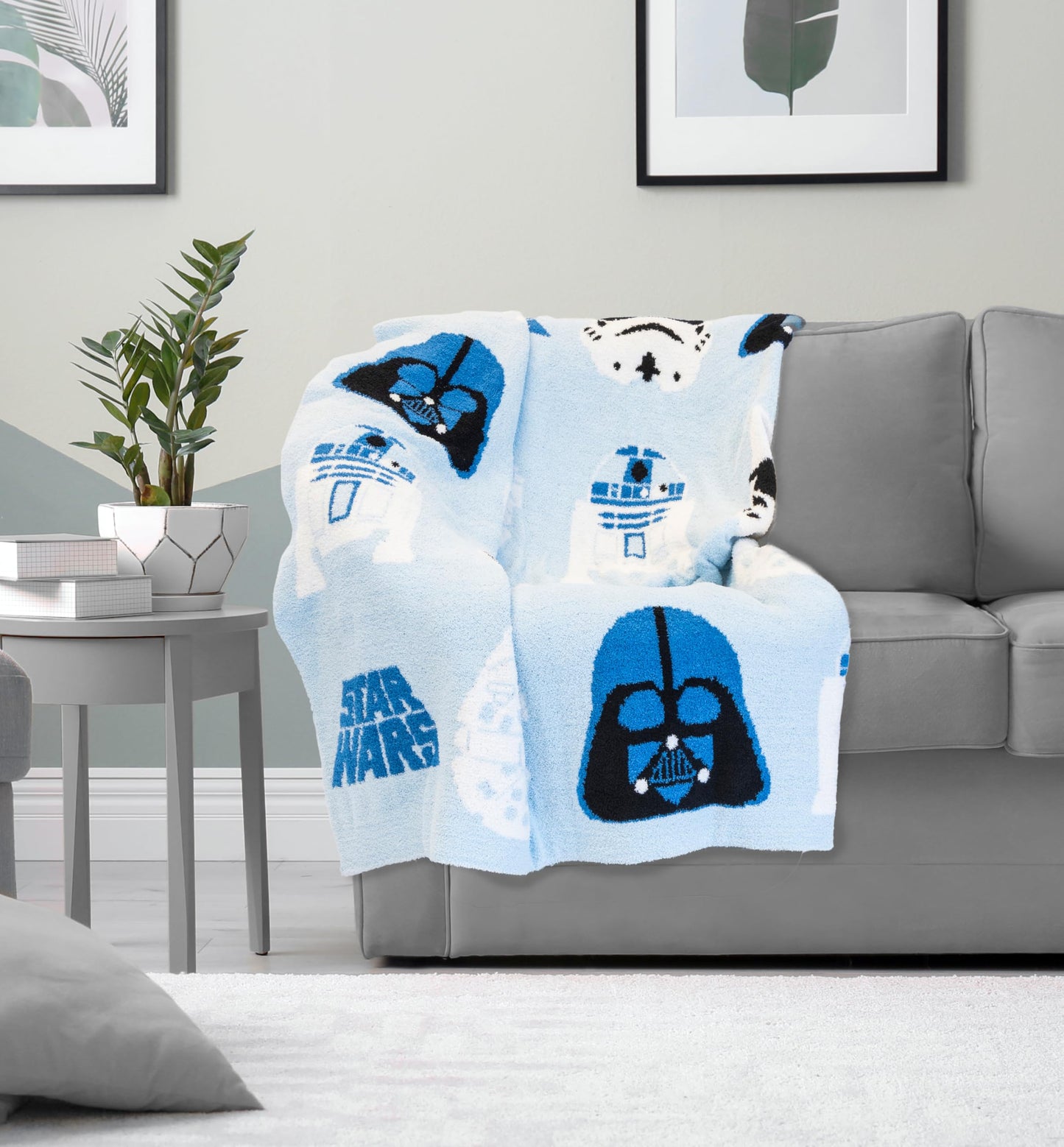 Jay Franco Star Wars Feather Knit Fluffy Throw Blanket - Darth Vader and R2D2 Fuzzy Blanket Measures 50 x 60 inch - Super Soft Lightweight Bedding