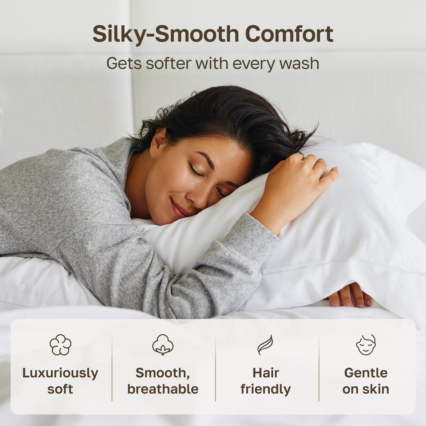 California Design Den Standard Queen Size Pillowcase Set - 400 Thread Count, 100% Cotton Sateen, Set of 2 Pillow Covers, Soft and Breathable - Bright White