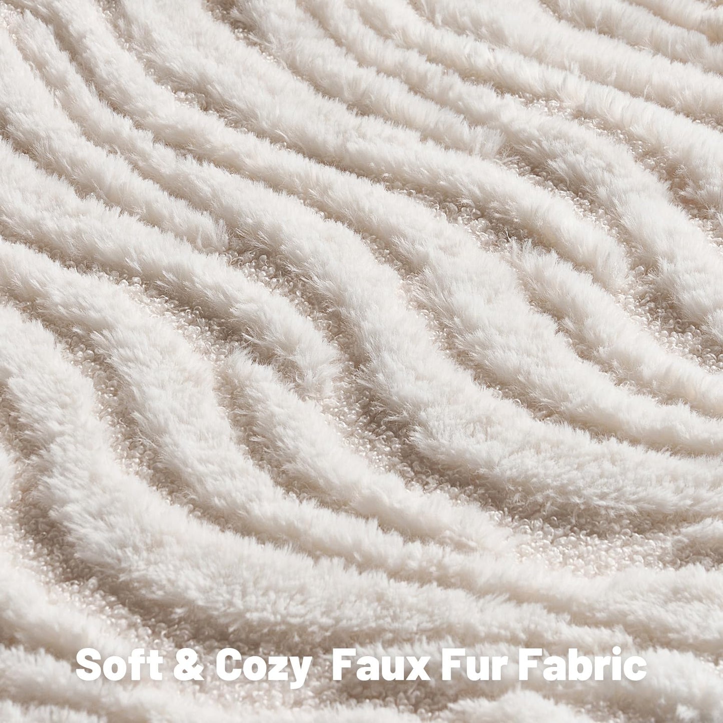 FUTEI Pack of 2 Solid Faux Fur Geometric Striped Throw Pillow Covers 18x18 Inch Soft Farmhouse Decorative Accent Lumbar Pillowcases Modern Home Decor for Couch Living Room, White