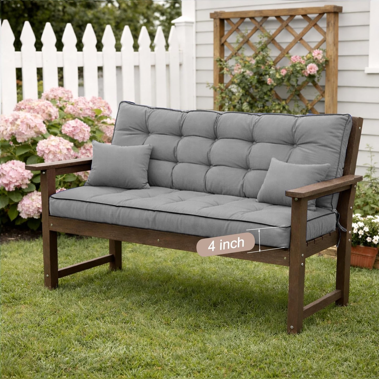 Kerkrot Porch Swing Cushions, Waterproof & Fade Resistant Outdoor Swing Cushion 63 Inch, Swing Cushions 3 Seater Replacement for Outdoor Furniture, Patio, Garden (Light Gray, 63 x 40 inch)