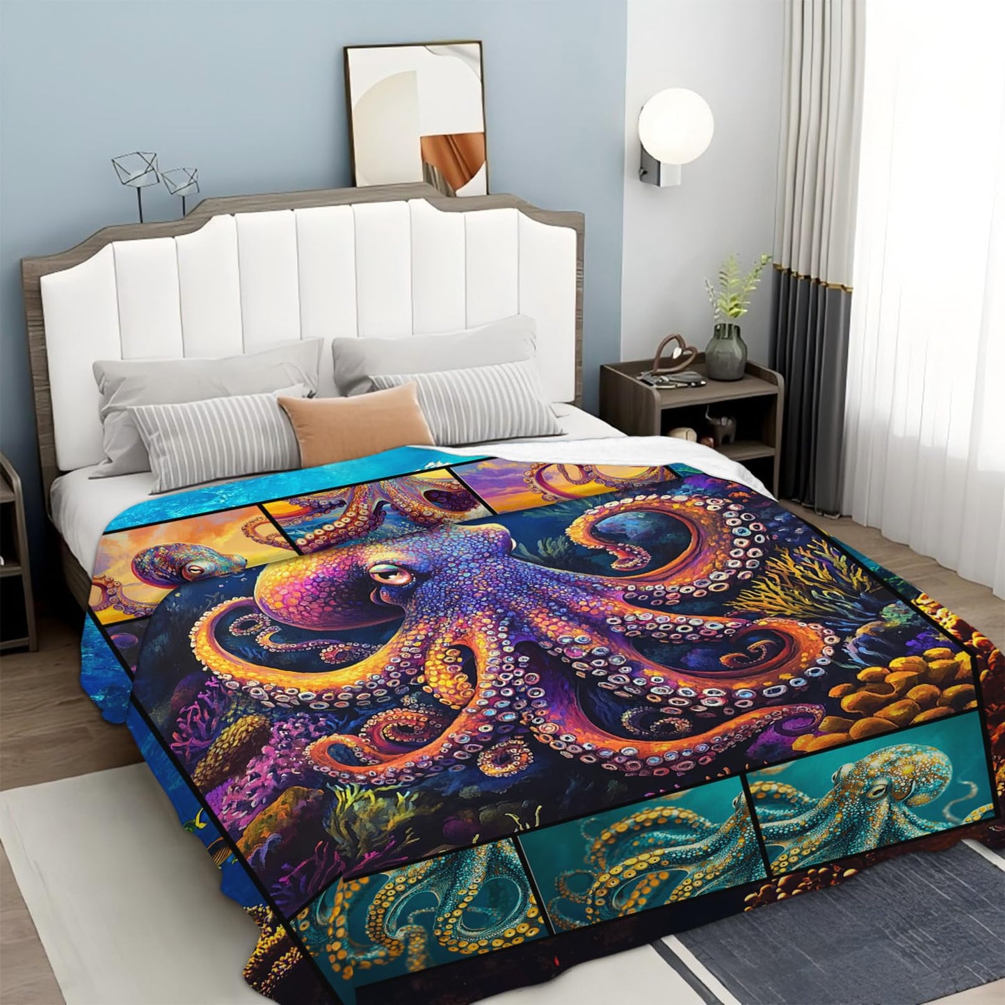 Octopus Throw Blanket Ultra Soft Flannel Blanket Gifts for Women Girls Men Boys Lightweight Cozy Blankets Gift for Women and Men Couch Sofa Bed 50" x 40"
