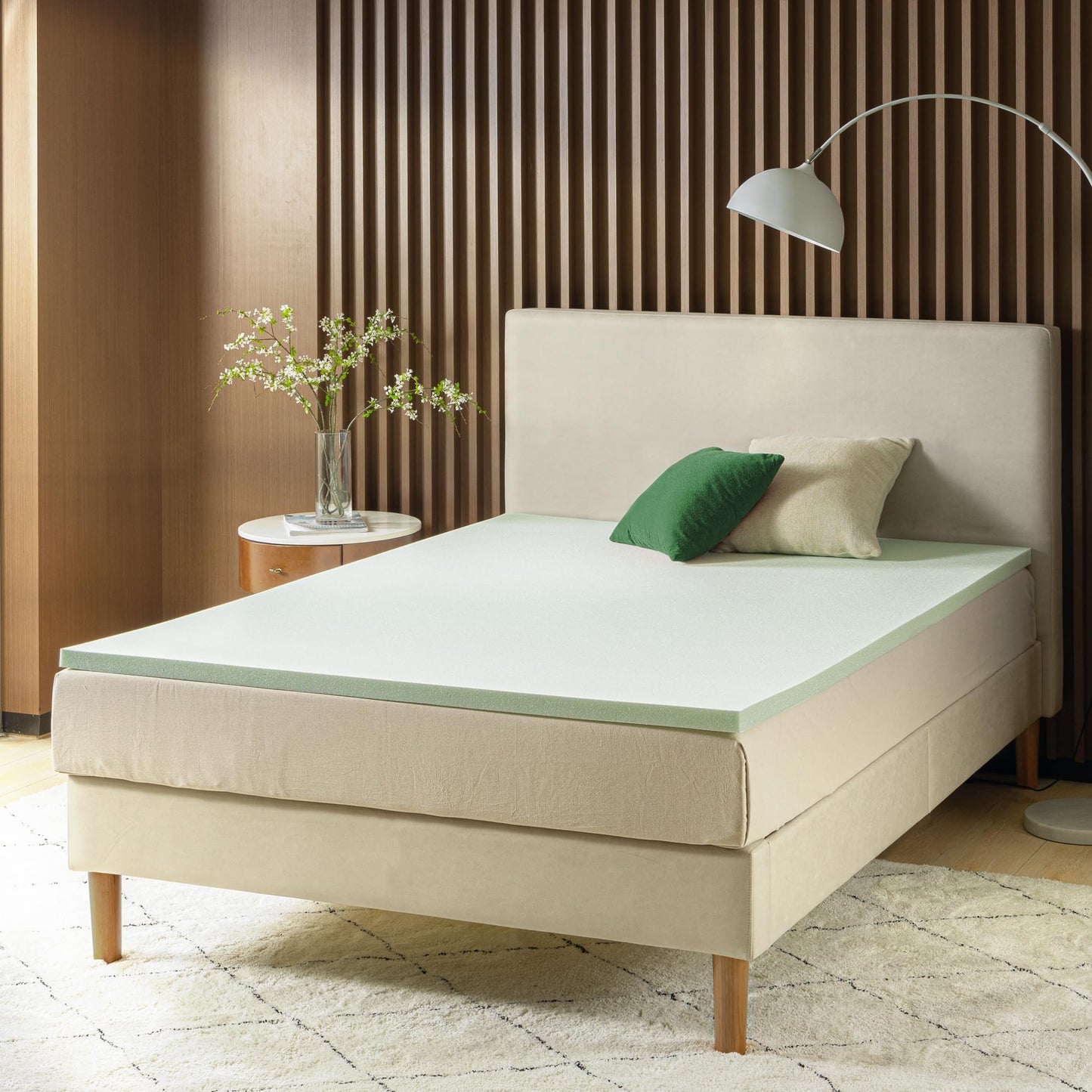 ZINUS 2 Inch Green Tea Memory Foam Mattress Topper, Pressure-Relieving Layer, Ideal for Back Pain Relief, Compact WONDERBOX Packaging, CertiPUR-US Certified, Full