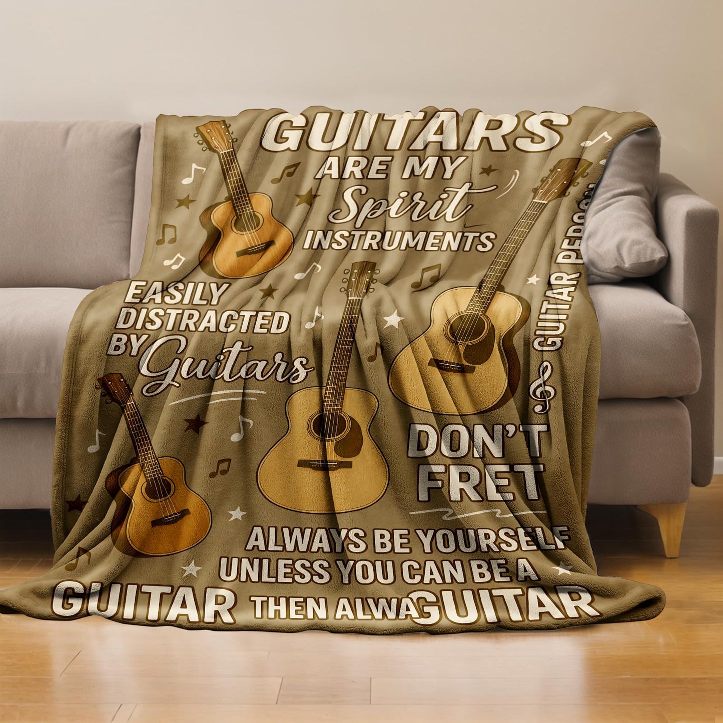 RQTWC Guitar Throw Blanket Gifts for Boys Girls Kids Adults, Music Theme Flannel Blankets for Travel Sofa Living Room Decor 50"X60"