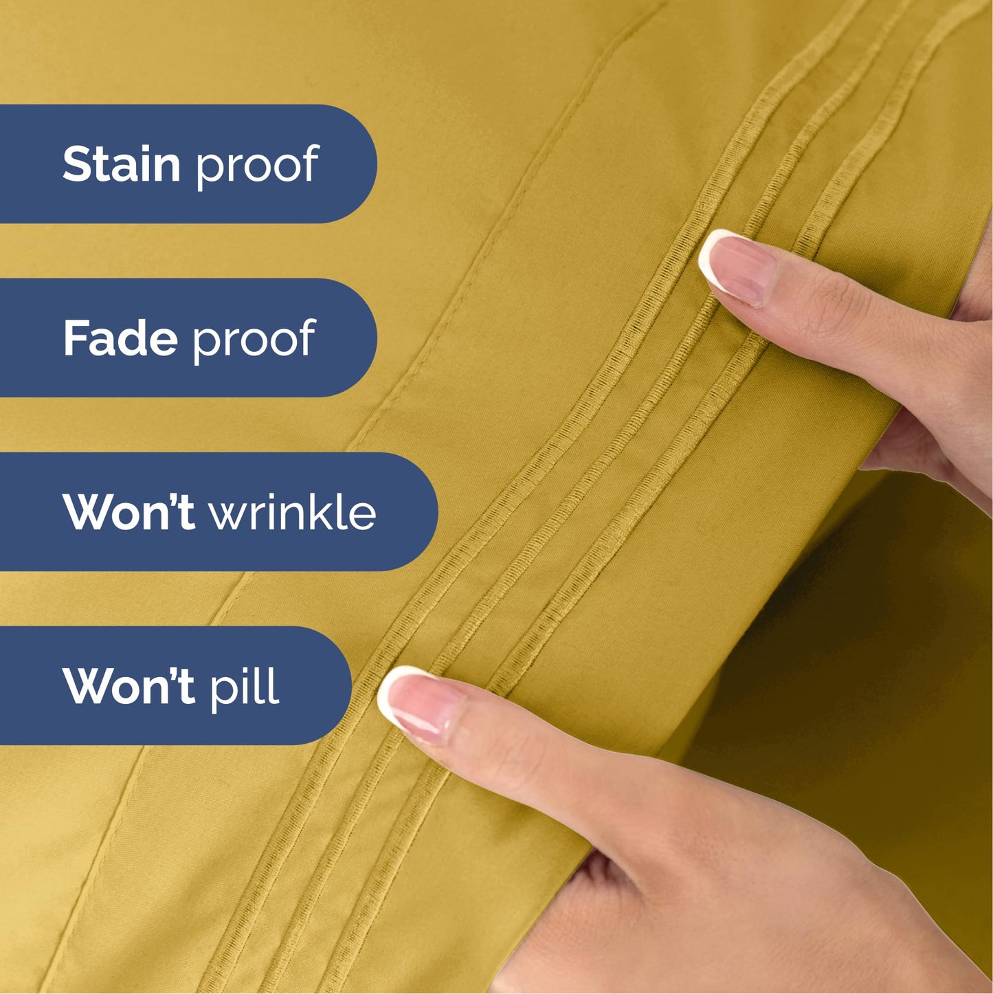 Queen Size 4 Piece Sheet Set - Ultra Soft & Cooling Bed Sheets - Fits 8 Inch to 16 inch Mattress - Wrinkle & Fade Free with Deep Pockets - Easy-Fit, Breathable & Comfy - Hotel Luxury Bedding - Mustard